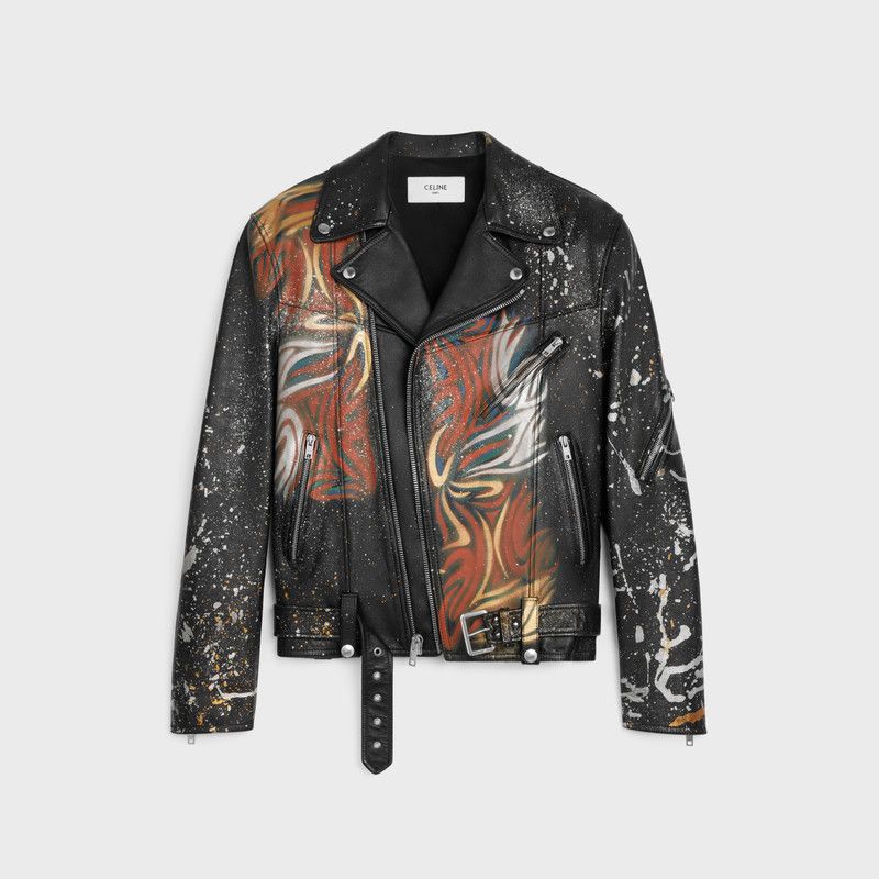 Celine o1mle0426 Hand Painted Biker Jacket in Multicolor Size US L / EU 52-54 / 3 - 1 Thumbnail