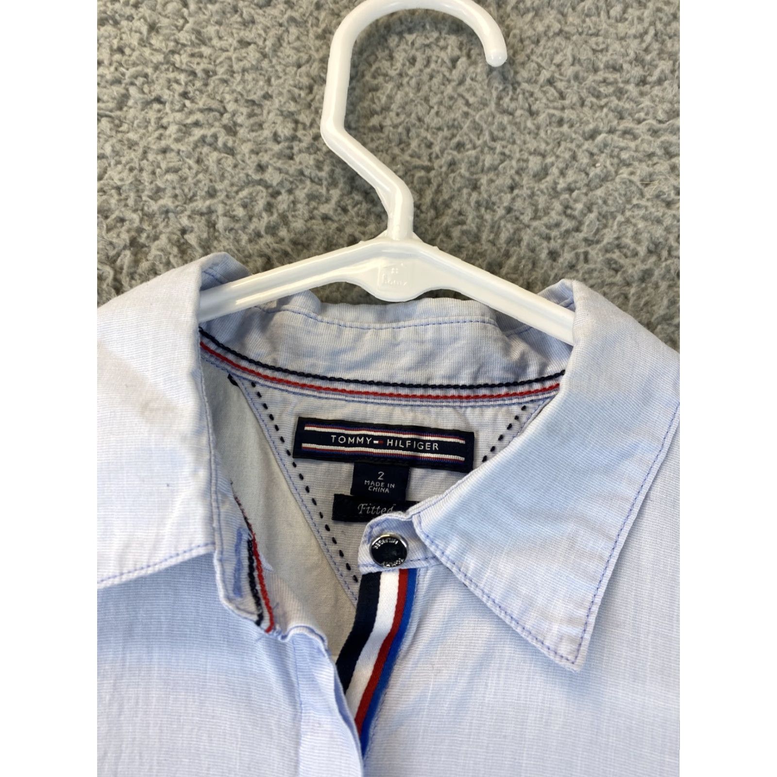 Tommy Hilfiger Tommy Hilfiger Women's Dress Shirt Long Sleeve Knitted Cotton Blue Size 2 Business Casual Size XS / US 0-2 / IT 36-38 - 4 Thumbnail