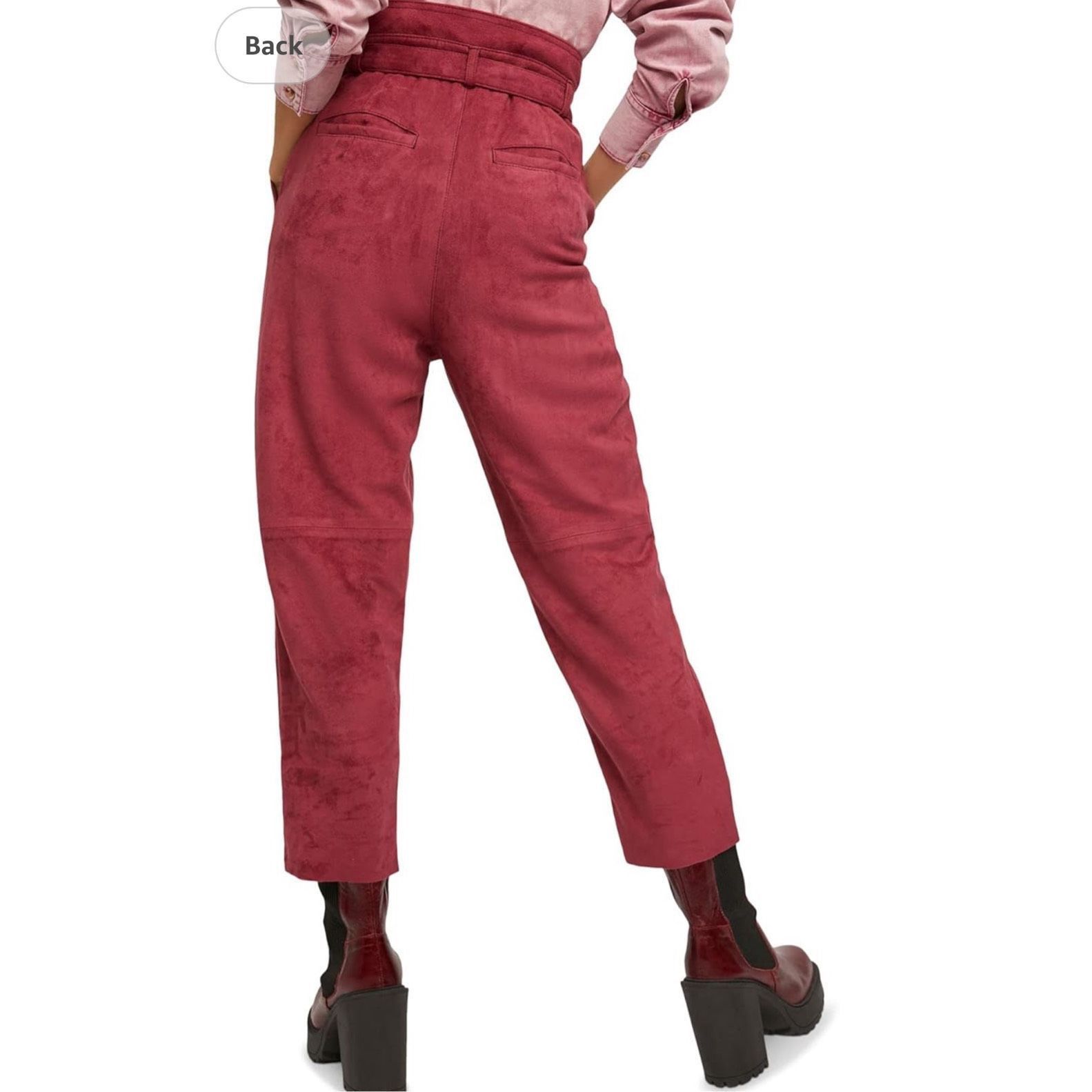 Free People Free People NWT Womens Burgundy Faux Suede Belted Cropped Pa Size 25" / US 0 / IT 36 - 2 Thumbnail