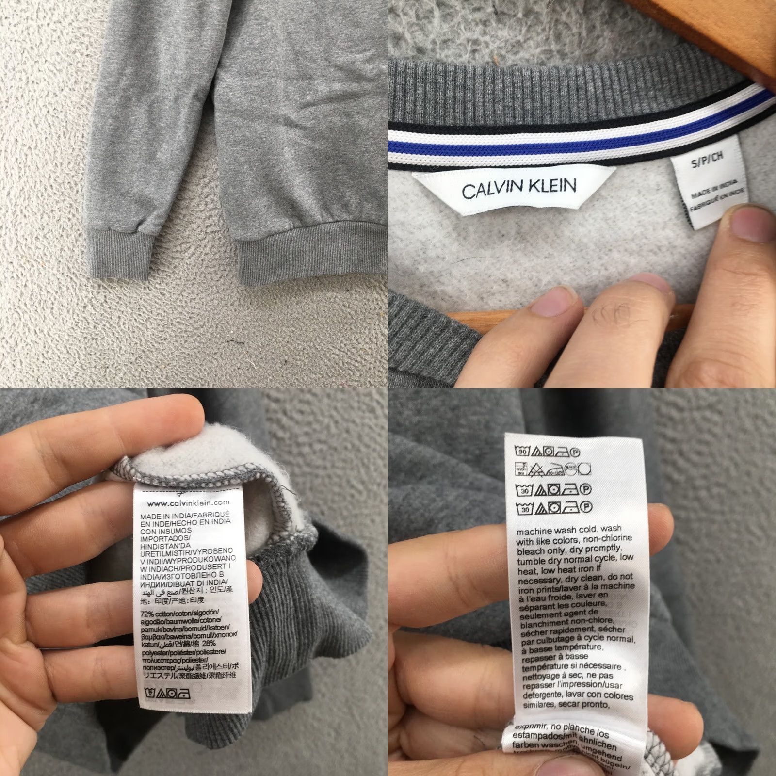 Calvin Klein Calvin Klein Sweatshirt Mens Small Crew Neck Long Sleeve Graphic Logo Gray Size US S / EU 44-46 / 1 - 9 Thumbnail