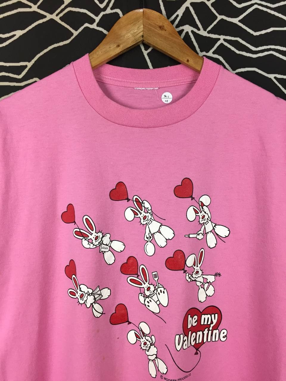 Vintage Vtg Modern Process Co. Be My Valentine Cartoon Bunny Tee Size US L / EU 52-54 / 3 - 3 Thumbnail