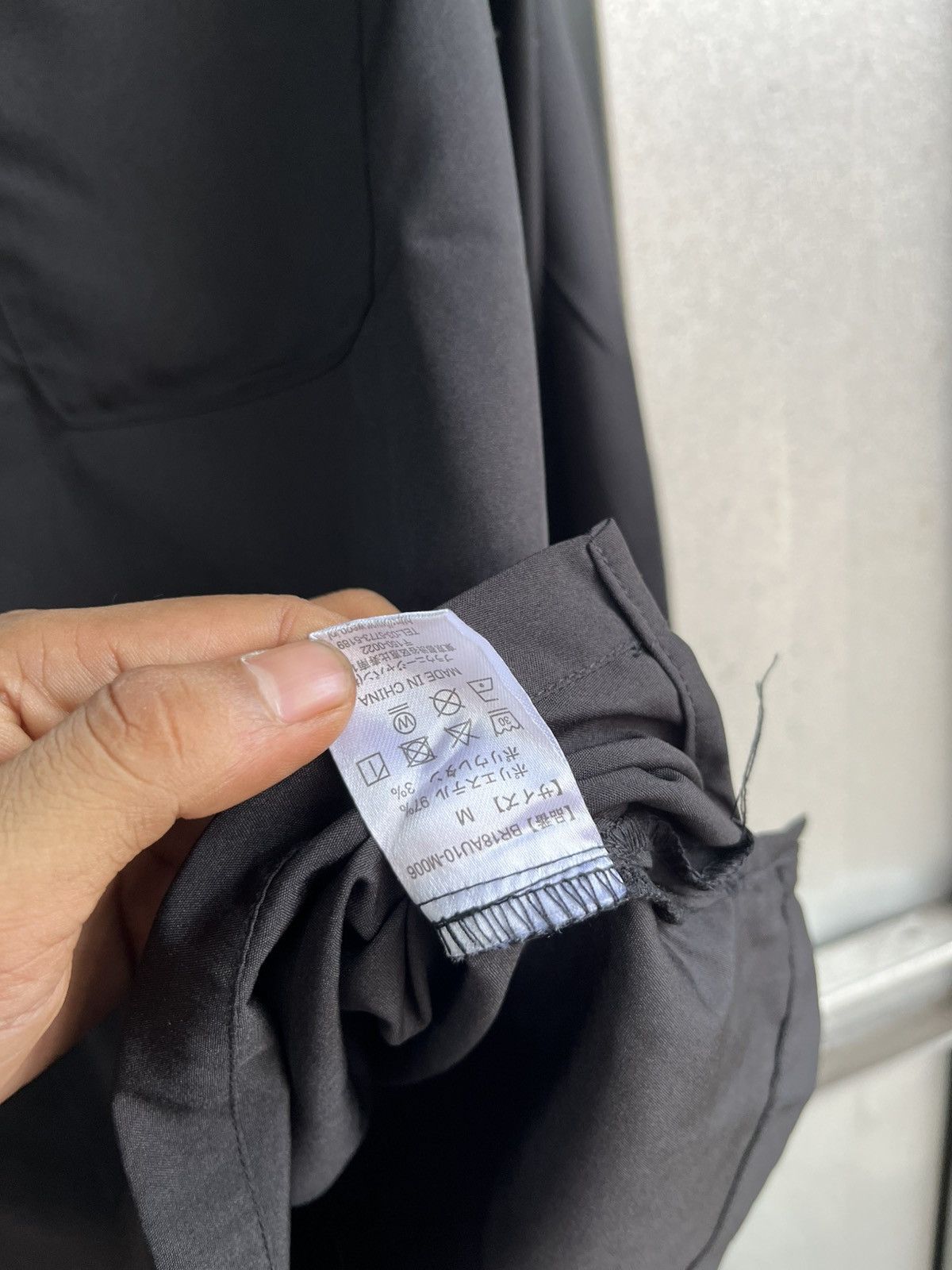 Browny Open Collar Black Long Sleeve Button Shirt, Men's (Size M) — image 6 of 6