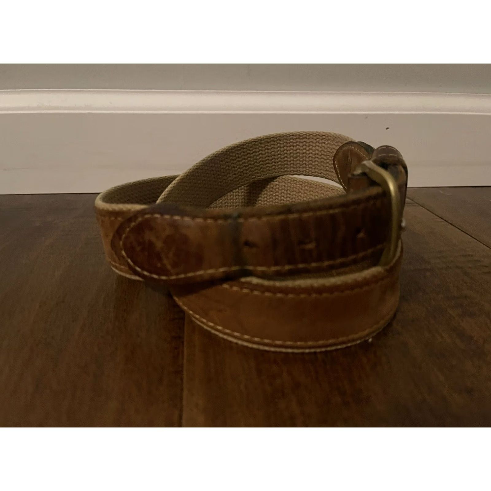 Vintage Marlin Swordfish USA Solid Brass Buckle Brown Leather Belt Mens 32 Size 32 - 3 Thumbnail