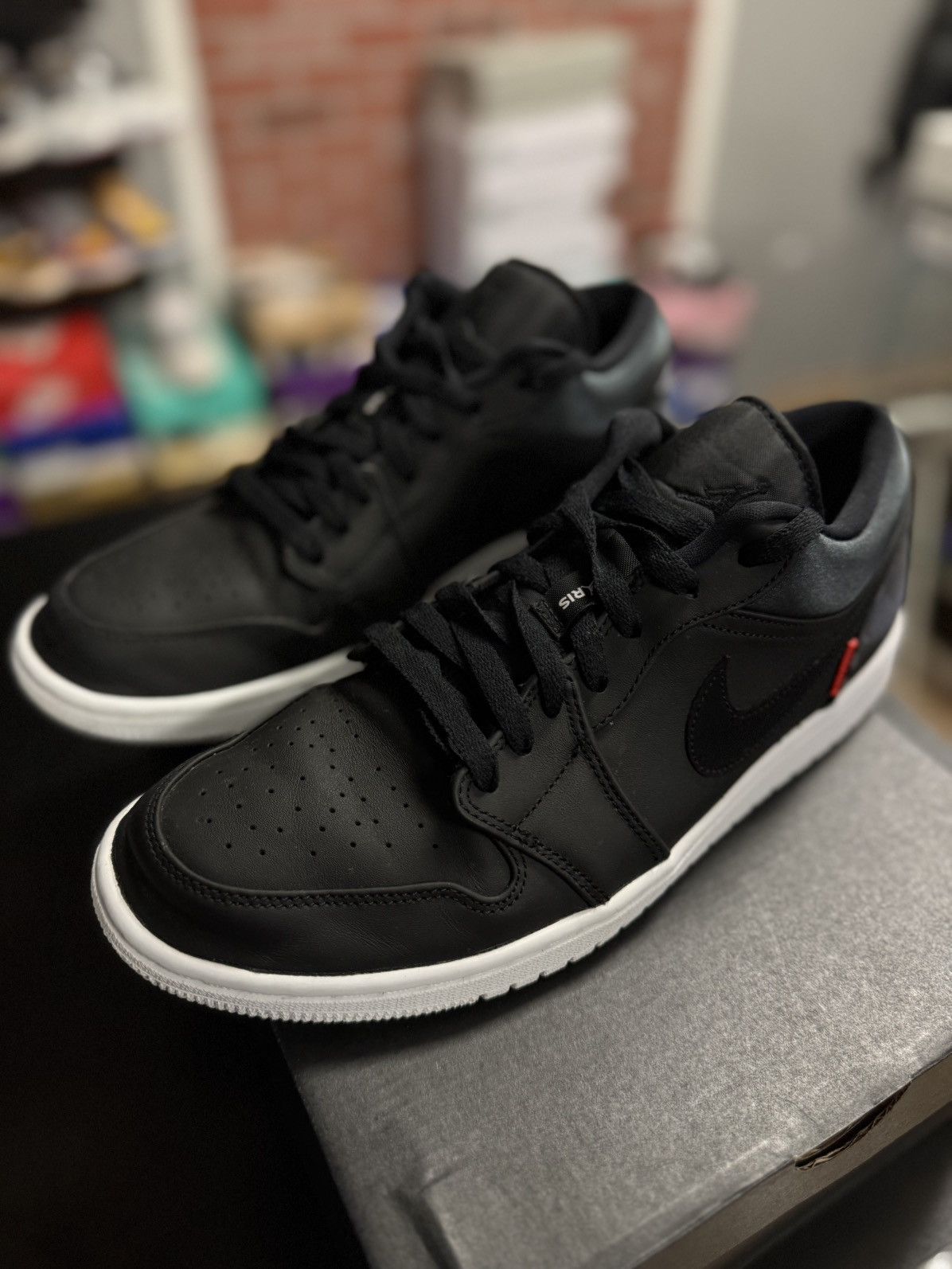 Jordan Brand × Nike Jordan 1 Low PSG Paris RARE Size 11 Black 🧼 Size US 11 / EU 44 - 3 Thumbnail