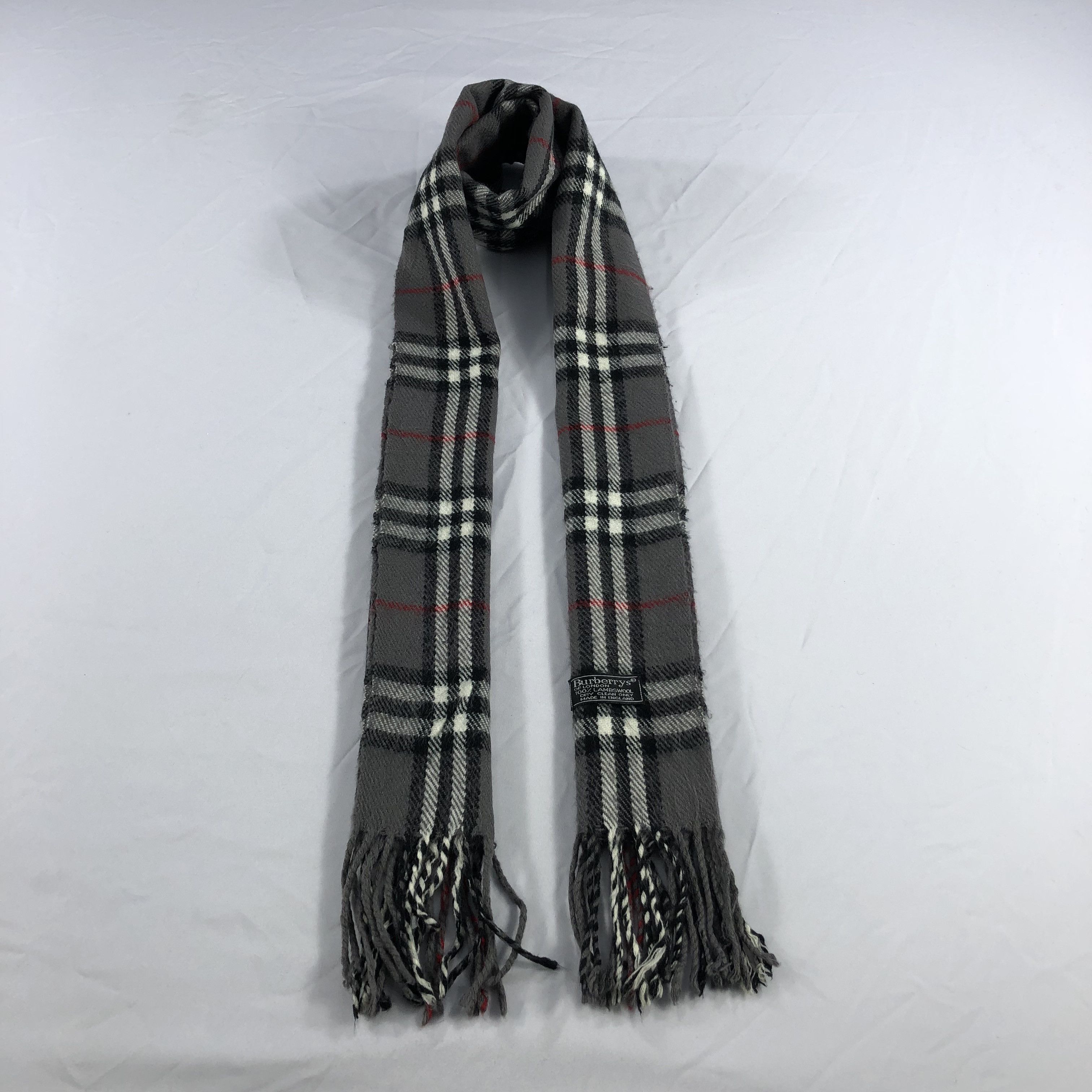 Burberry Burberrys Nova Check Grey Wool Scarf Muffler V1021 Size ONE SIZE - 1 Thumbnail