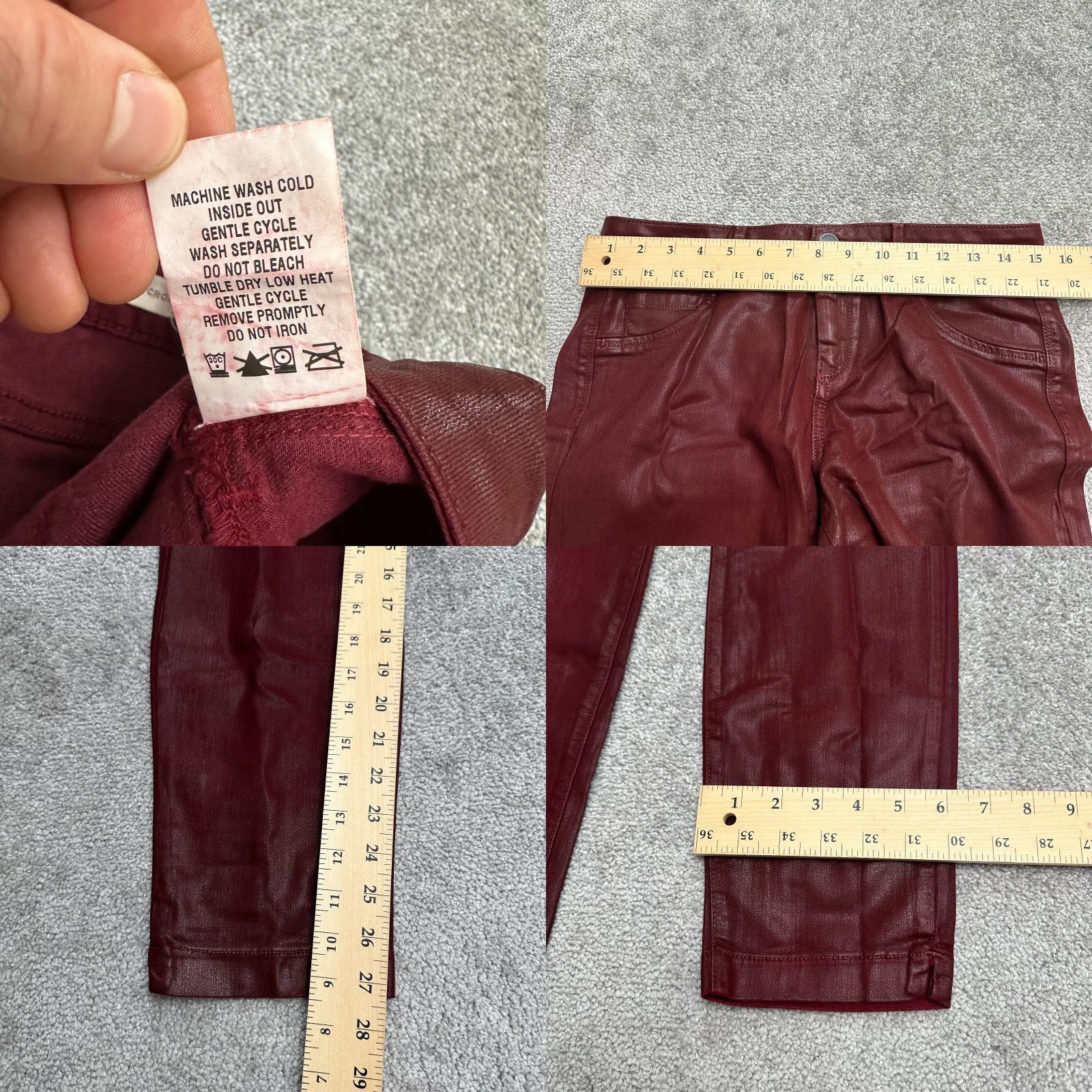 Vintage Divine Rights Of Denim Jeans Ankle Crop Womens 29 Red Cabernet Mid Rise 30x27 Size 29" - 8 Thumbnail