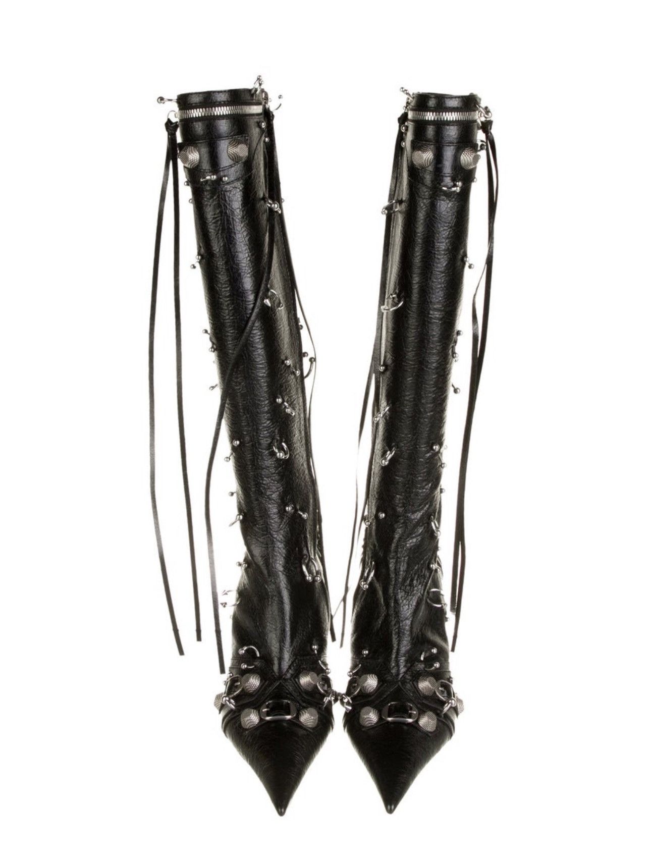 Balenciaga 🔥$4.5 VALUE🔥Cagole Piercing Leather Tall Boots Size US 10.5 / IT 40.5 - 2 Thumbnail