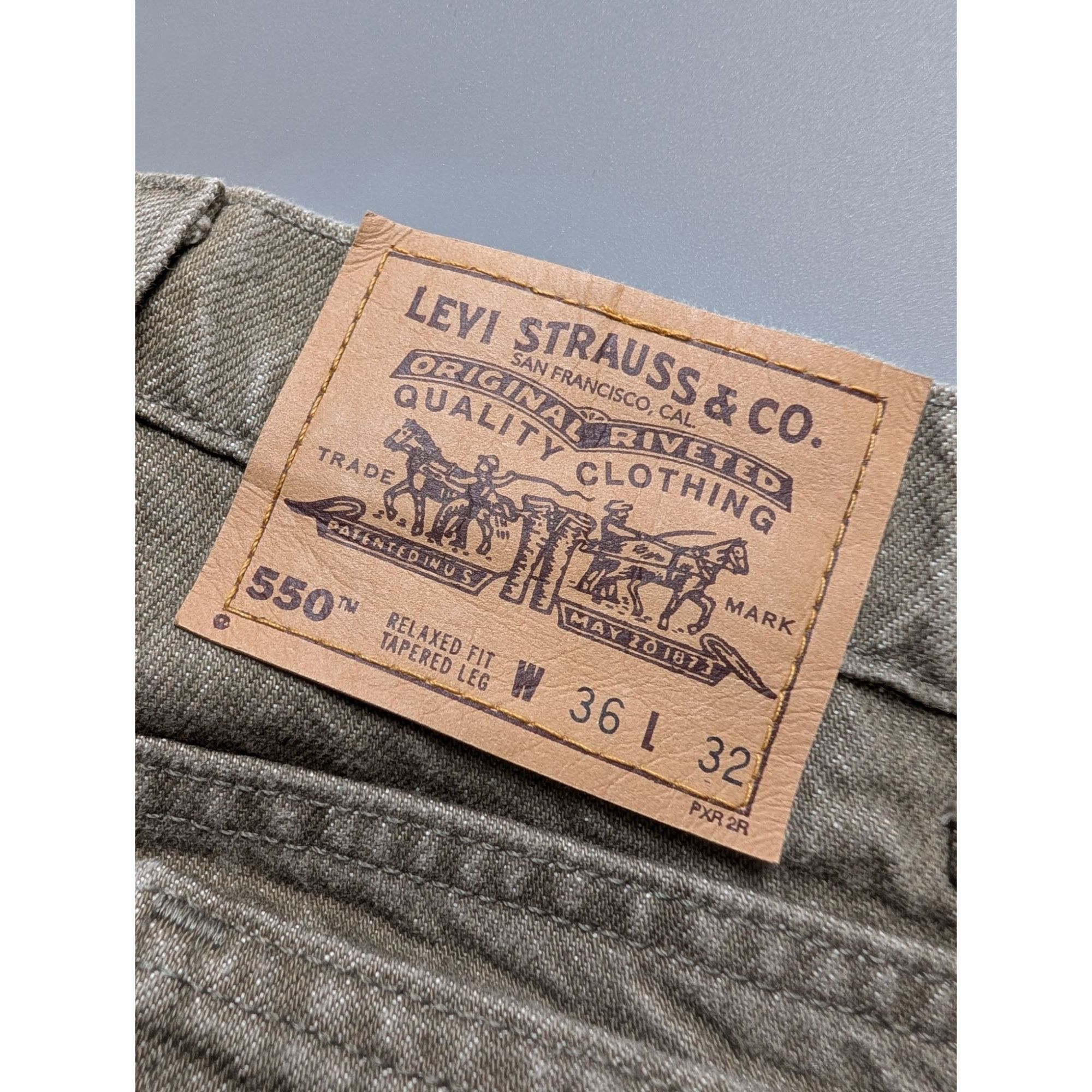 Levi's Levi's 550 Made In USA Orange Tab Green Jeans Pants (Y1071) Size US 36 / EU 52 - 12 Thumbnail