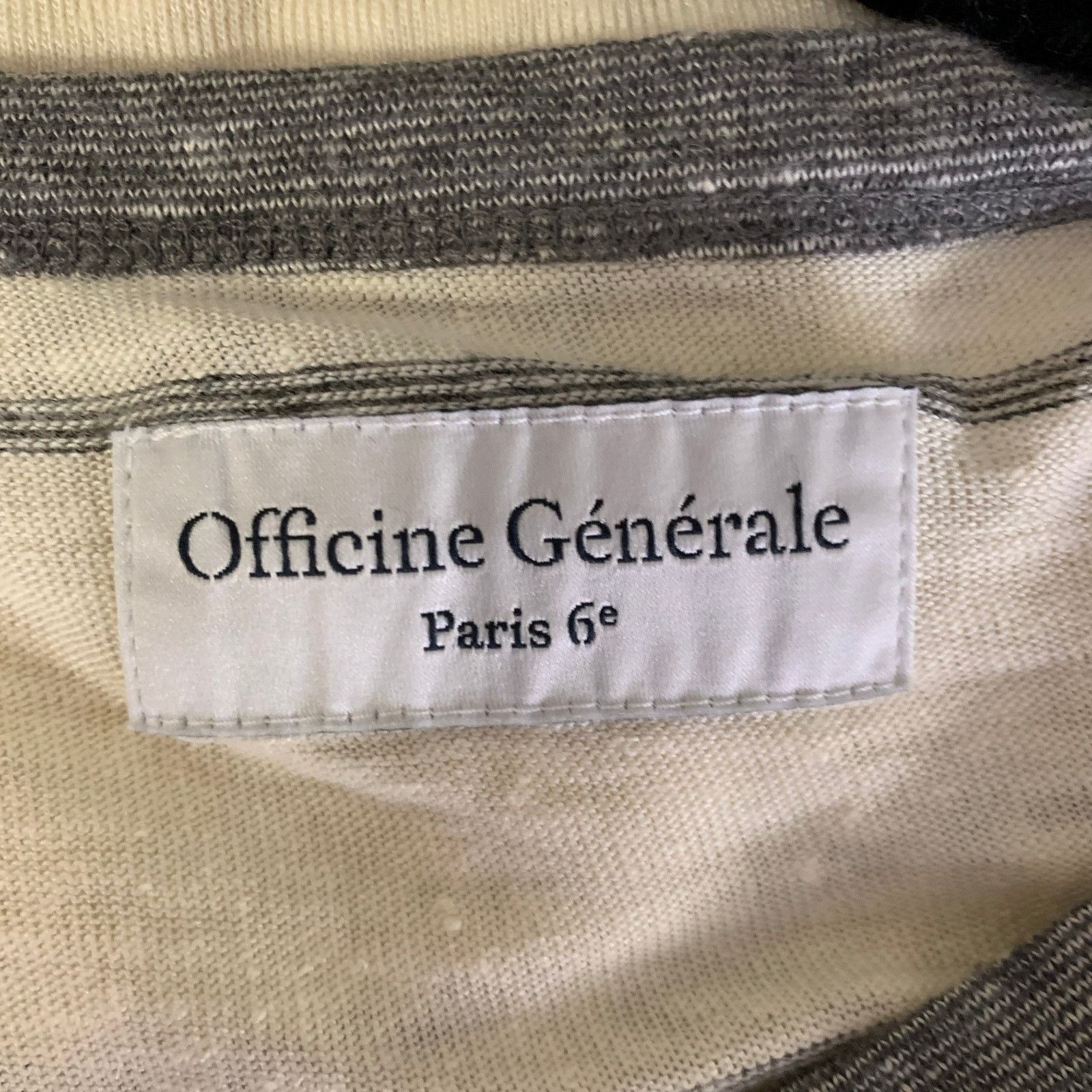 Officine Generale OFFICINE GENERALE Size L Cream Grey Stripe Linen Pullover Size US L / EU 52-54 / 3 - 4 Thumbnail