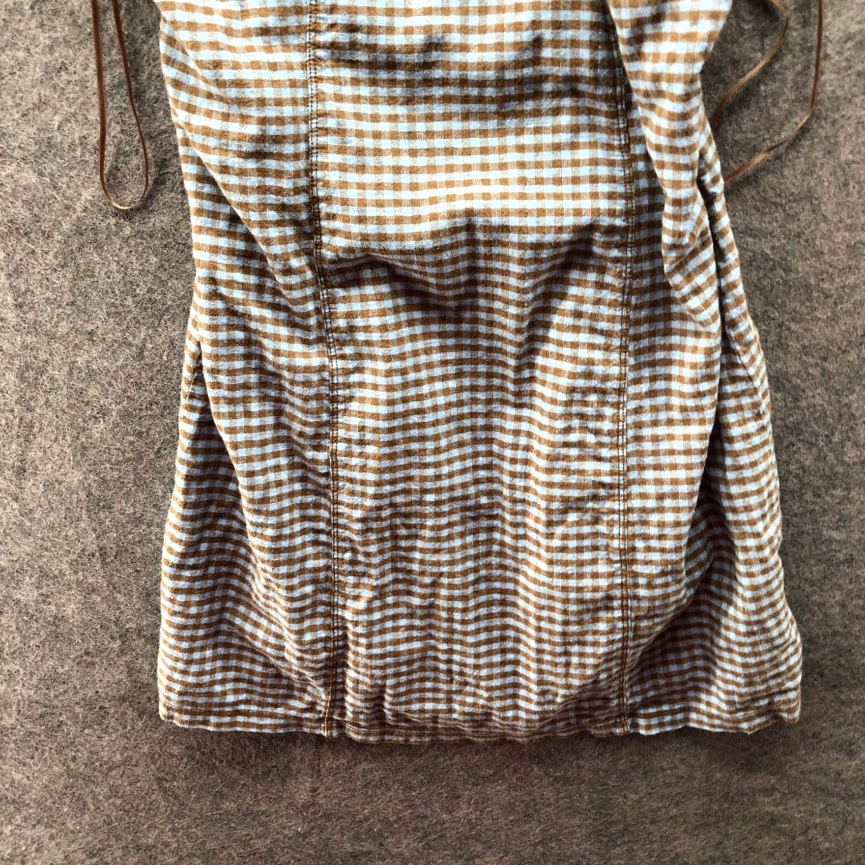 Urban Outfitters VINTAGE? No. Urban Outfitters BDG Gingham Halter Mini Dress Womens M Linen Blend Blue Brown Size M / US 6-8 / IT 42-44 - 7 Thumbnail