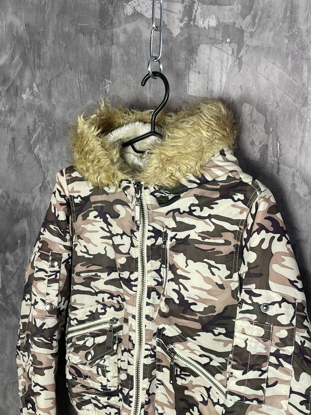 Vintage Vintage Camo Military Faux Fur Glamour Bomber Jacket Size M / US 6-8 / IT 42-44 - 7 Thumbnail