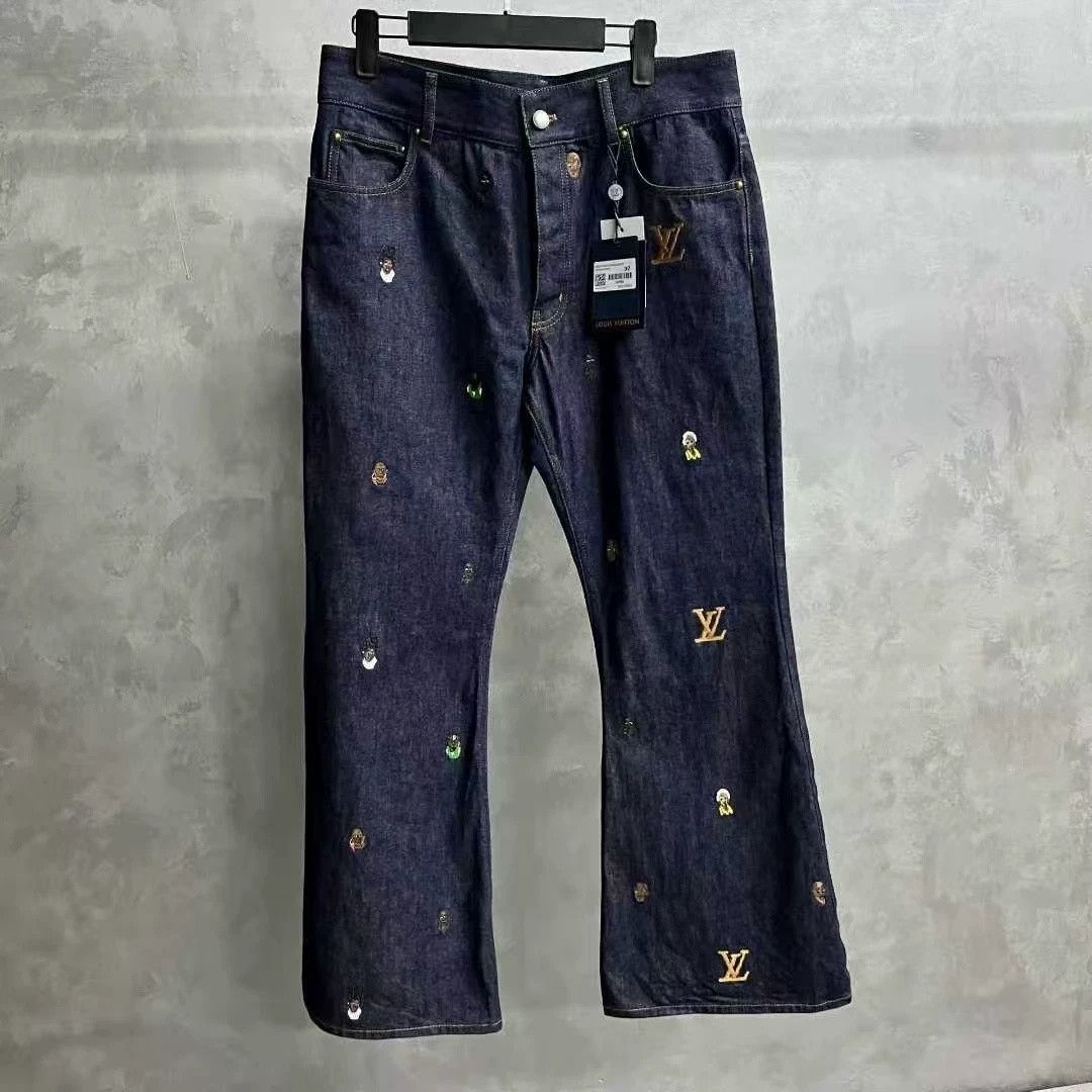 Louis Vuitton Louis Vuitton Blue Logo Embroidered Flared Jeans Size US 26 / EU 42 - 1 Thumbnail