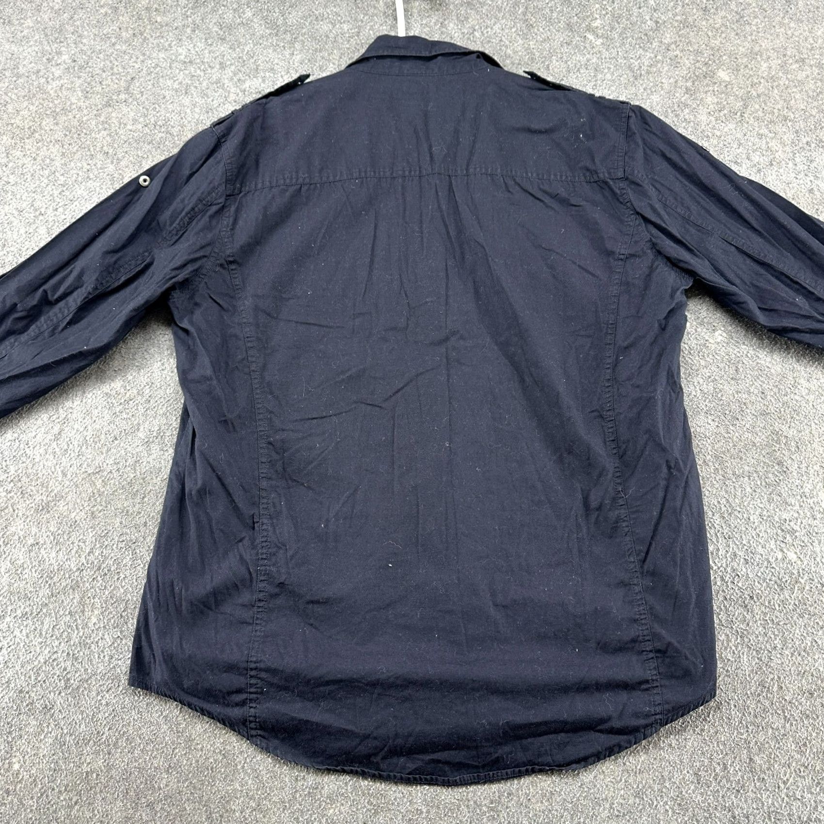 Vintage VINTAGE Blac Label Shirt Mens 2XL Black Cargo Pockets Steampunk Y2K 90s Workwear Casual Button-Up Long Sleeve Cotton Flannel Dark Black Mens Size US XXL / EU 58 / 5 - 6 Thumbnail