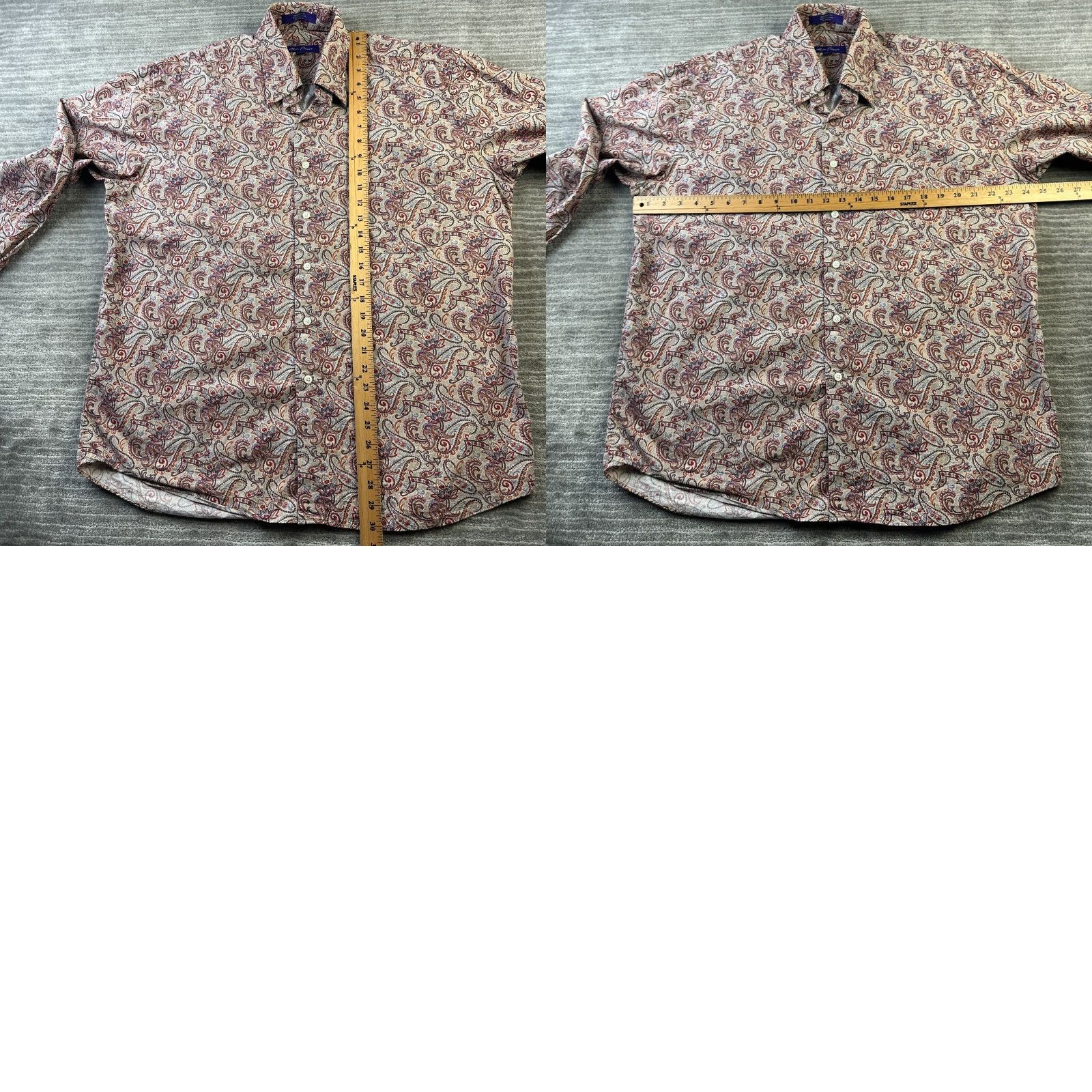 Vintage Alan Flusser Shirt Mens Large Beige Red Paisley Button Up Casual Size US L / EU 52-54 / 3 - 8 Thumbnail