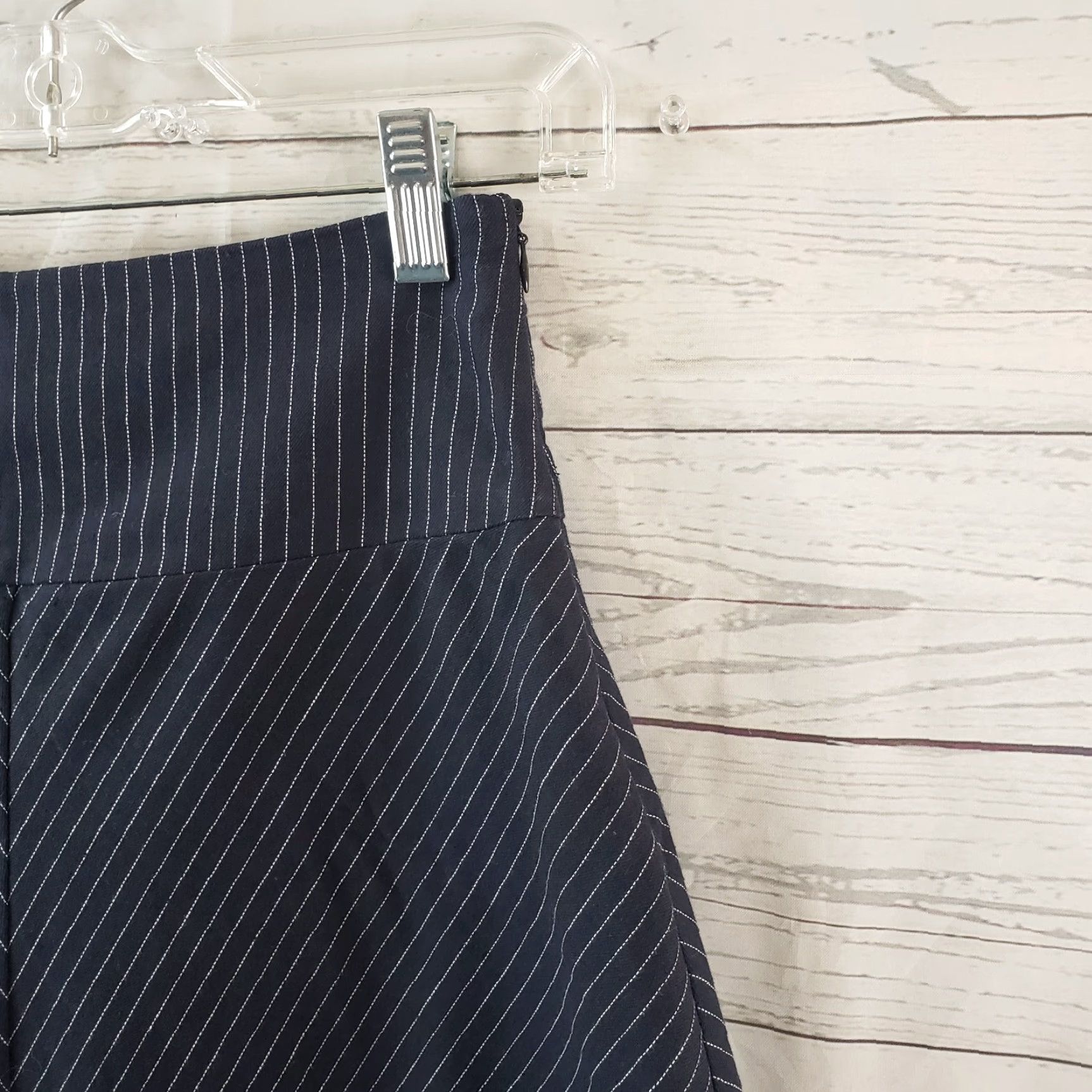 Vintage VINTAGE Betabrand Womens Skirt Skort XS Blue Stripe Side Zip Cotton Blend Size 26" / US 2 / IT 38 - 2 Thumbnail