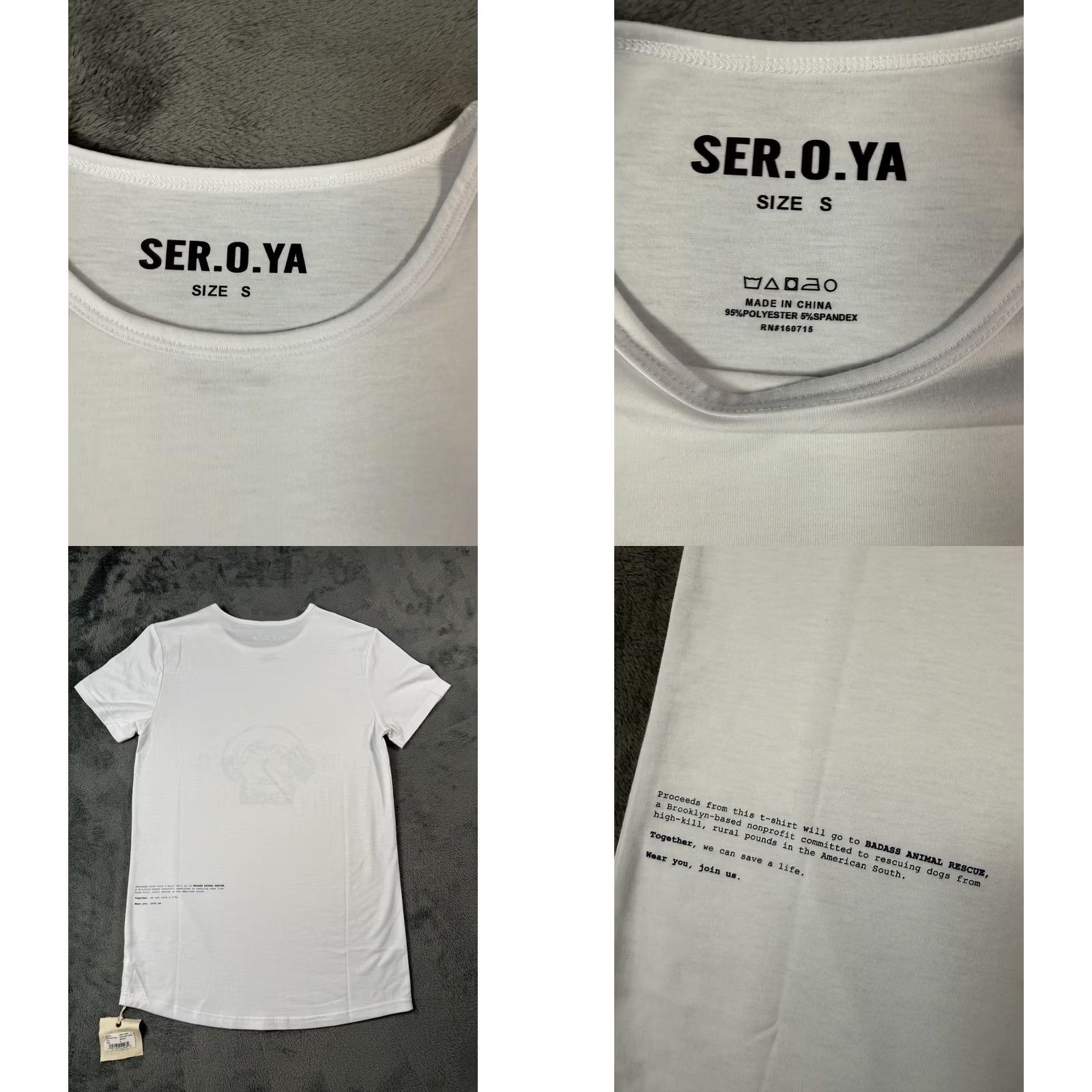 SER.O.YA SER.O.YA Shirt Mens Small White Josh Slim Dog Animal Rescue Graphic Charity Tee Size US S / EU 44-46 / 1 - 8 Thumbnail