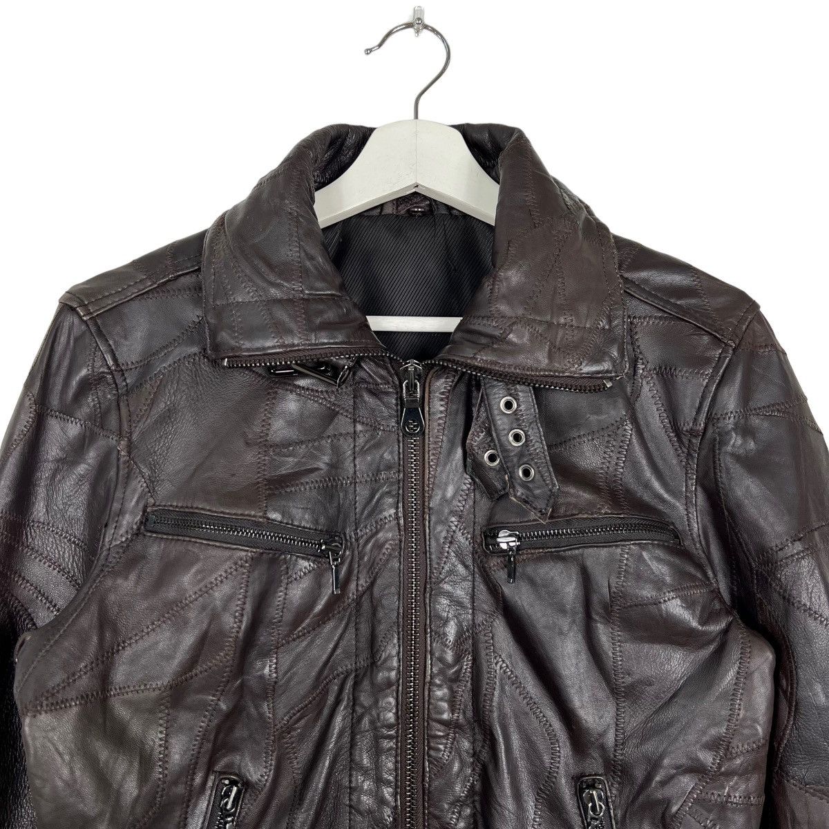 Japanese Brand 🔥 ALL THE WAY PATCHWORK SHEEPSKIN LEATHER BIKER MOTO STYLE Size US M / EU 48-50 / 2 - 4 Thumbnail