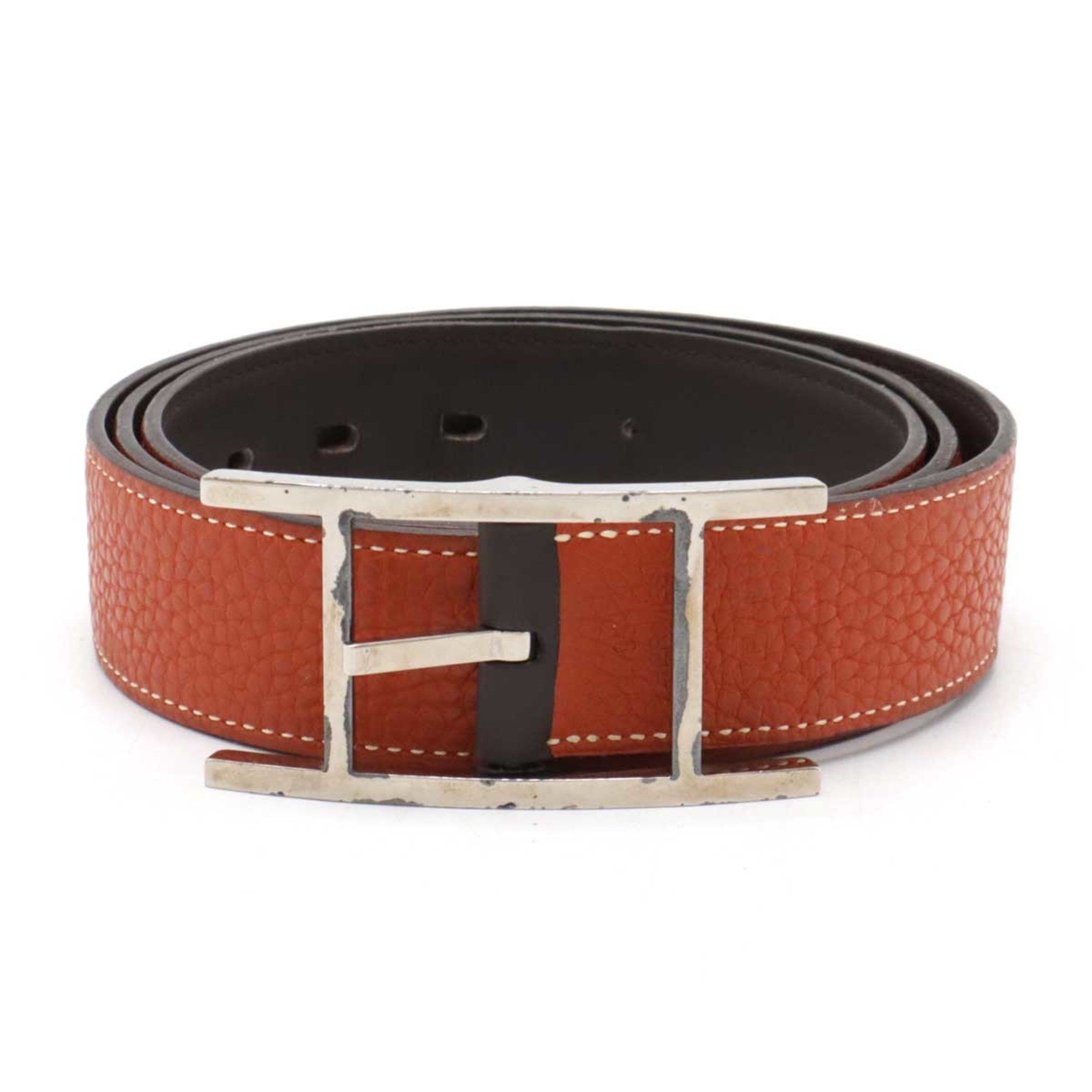Hermes Hermes API3 Belt, Reversible, Taurillon Clemence, Veau Swift Leather, Terracotta, Reddish Brown, Dark Brown #95, □P Stamp Size ONE SIZE - 1 Thumbnail