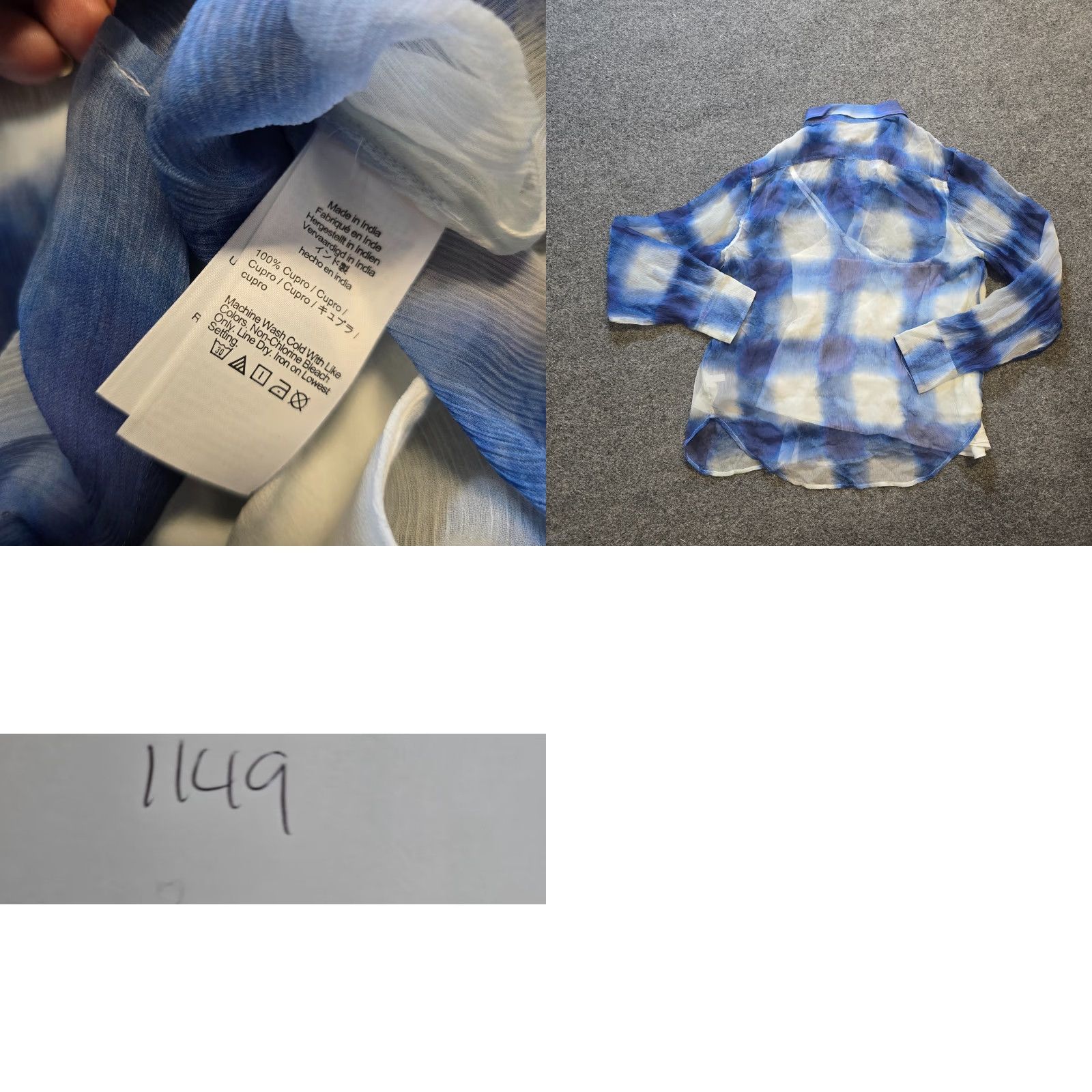 J.Crew J.CREW Blouse Shirt Womens Size 10 Tall Blue Plaid Sheer Garcon Classic Fit Button Casual Size L / US 10 / IT 46 - 8 Thumbnail