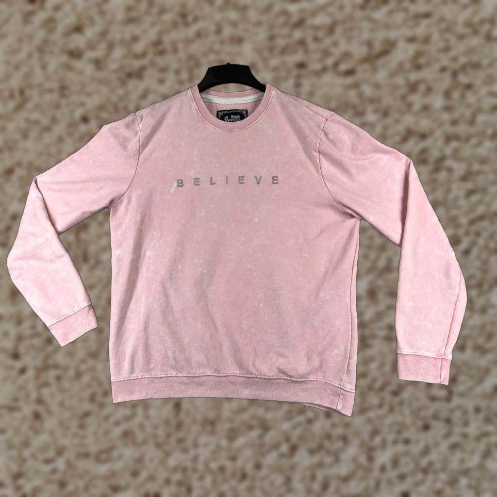 Vintage Blind Rooster Sweatshirt Women XL Pink Believe Embroidered Crane Crew Neck All Seasons Long Sleeve Logo Art Size XL / US 12-14 / IT 48-50 - 1 Thumbnail