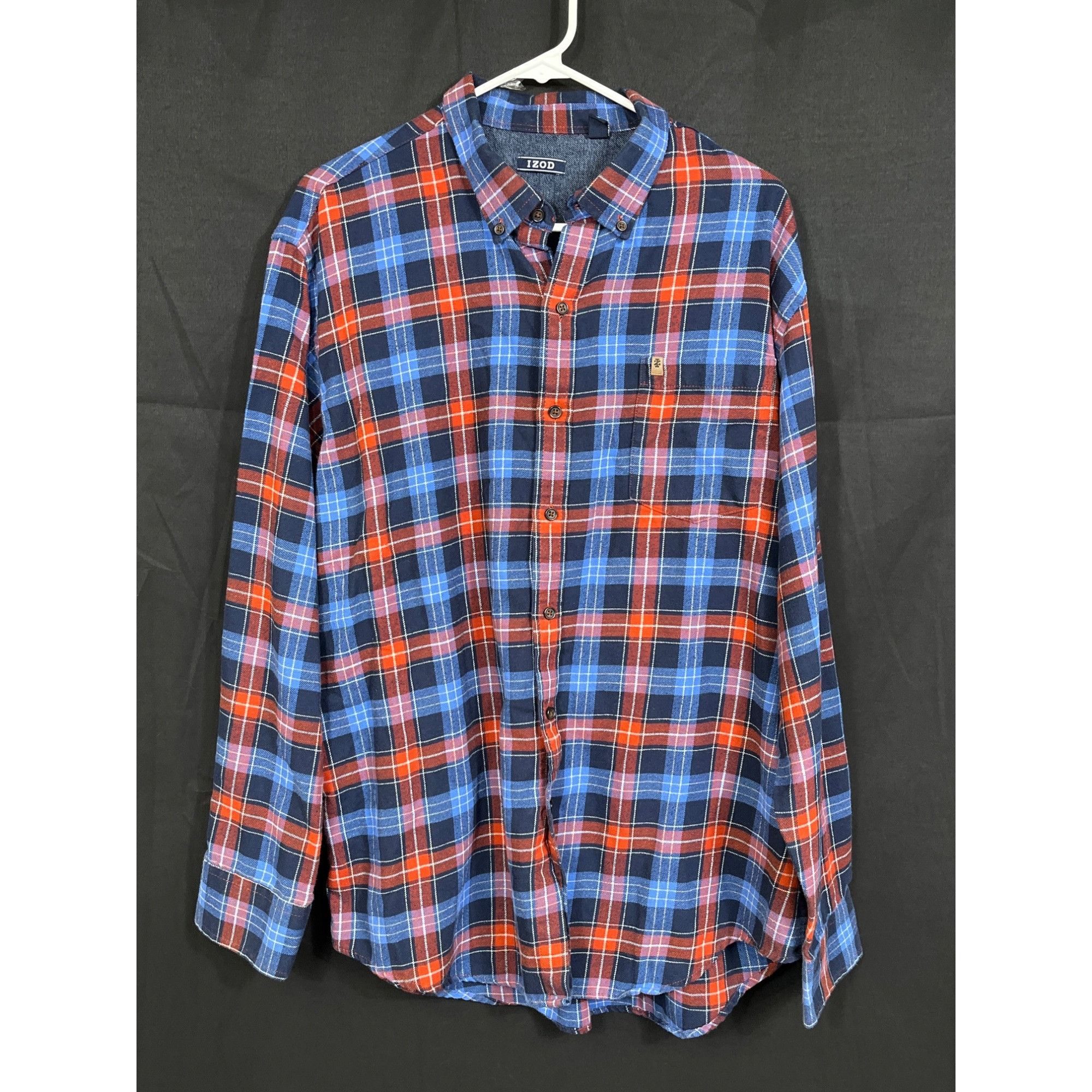 Izod IZOD SKU 7651Mens Red and Blue Plaid Button Down Long Sleeve Size US L / EU 52-54 / 3 - 1 Thumbnail