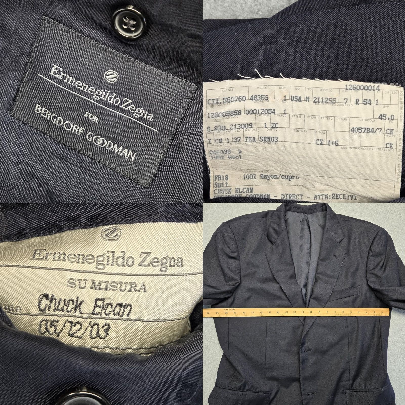 Ermenegildo Zegna Ermenegildo Zegna Navy Blue Wool Blazer 54R Two-Button Notch Lapel Mens Sport Coat 2 Piece Blazer Cupro Lined Wool/Cupro/Viscose Size 54R - 8 Thumbnail