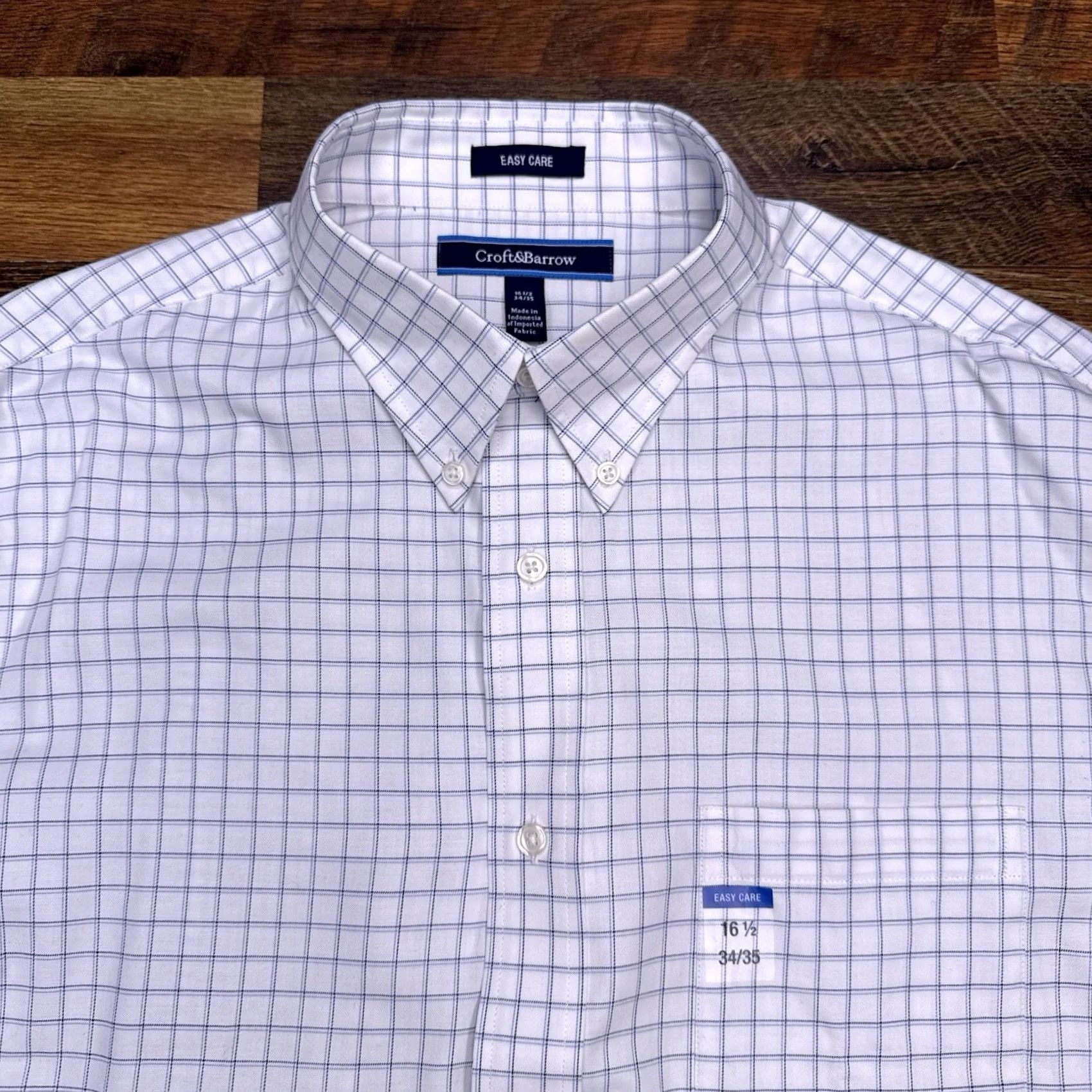 Croft & Barrow Croft & Barrow Shirt Mens 16.5 34/35 White Grid Check Button-Up Easy Care Regular Long Sleeve Classic Knit Cotton Casual Workwear Size US XL / EU 56 / 4 - 5 Thumbnail