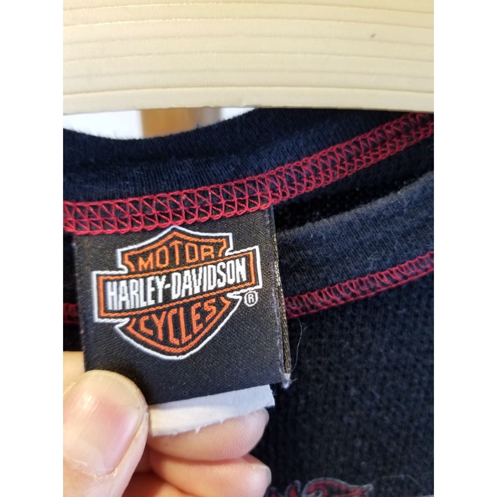 Harley Davidson VINTAGE Harley-Davidson T-Shirt WOMEN'S Long Sleeve Thermal Black SZ M Modern Wearable 90s Style Size M / US 6-8 / IT 42-44 - 5 Thumbnail