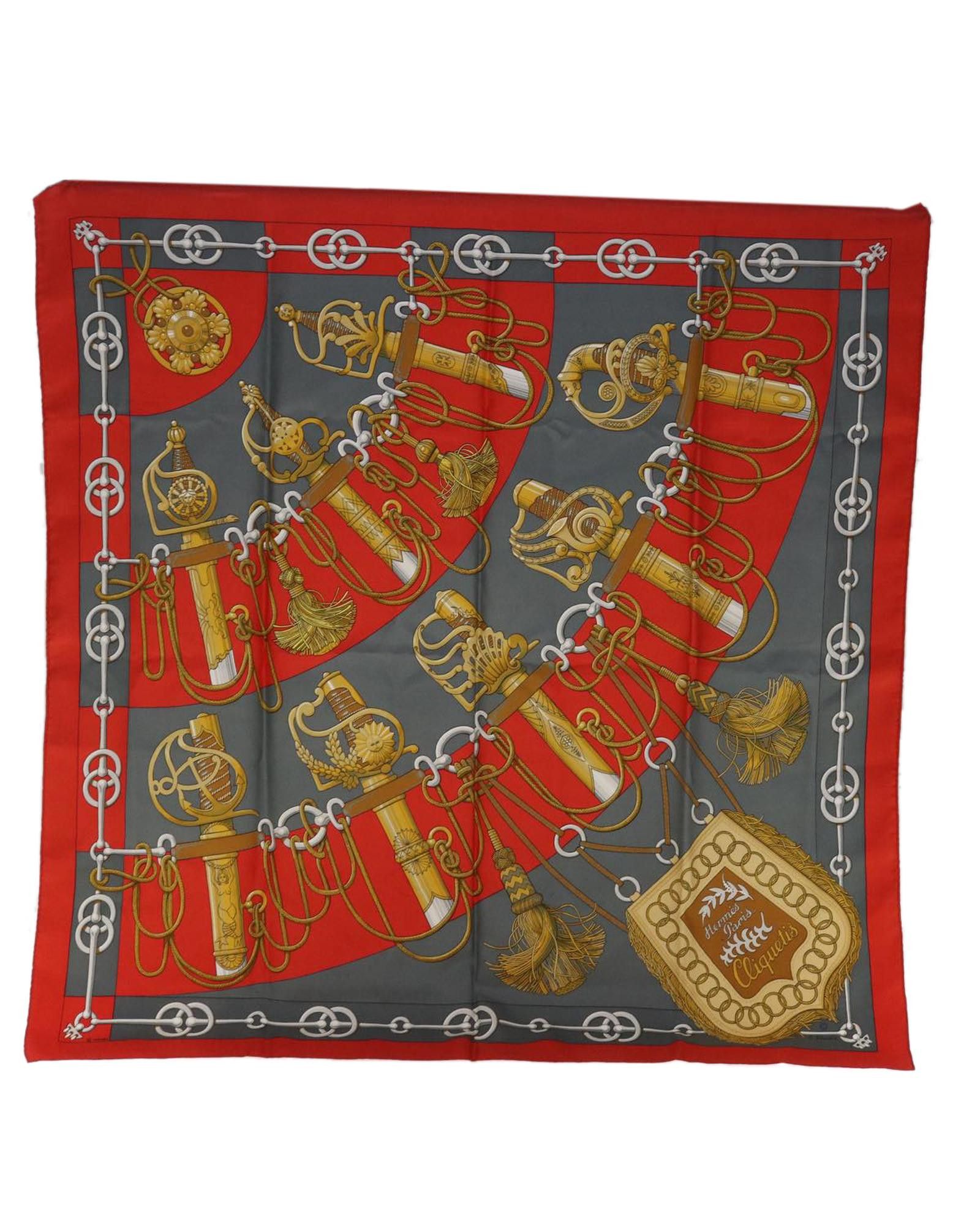 image of Hermes Elegant Red Silk Scarf, Women's