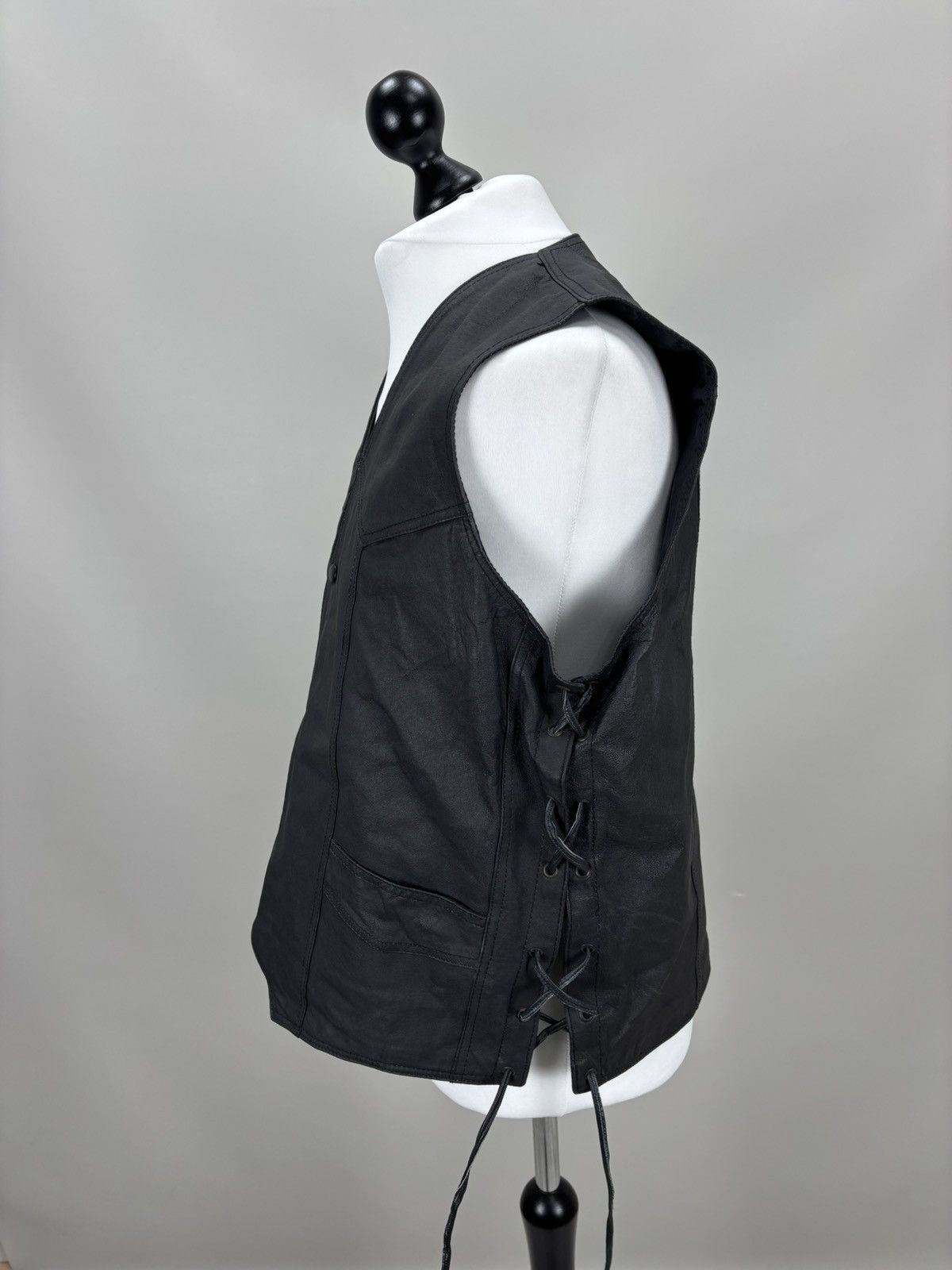 Other Mens leather vest western style HOT Size 54 Color Black Size US L / EU 52-54 / 3 - 8 Thumbnail
