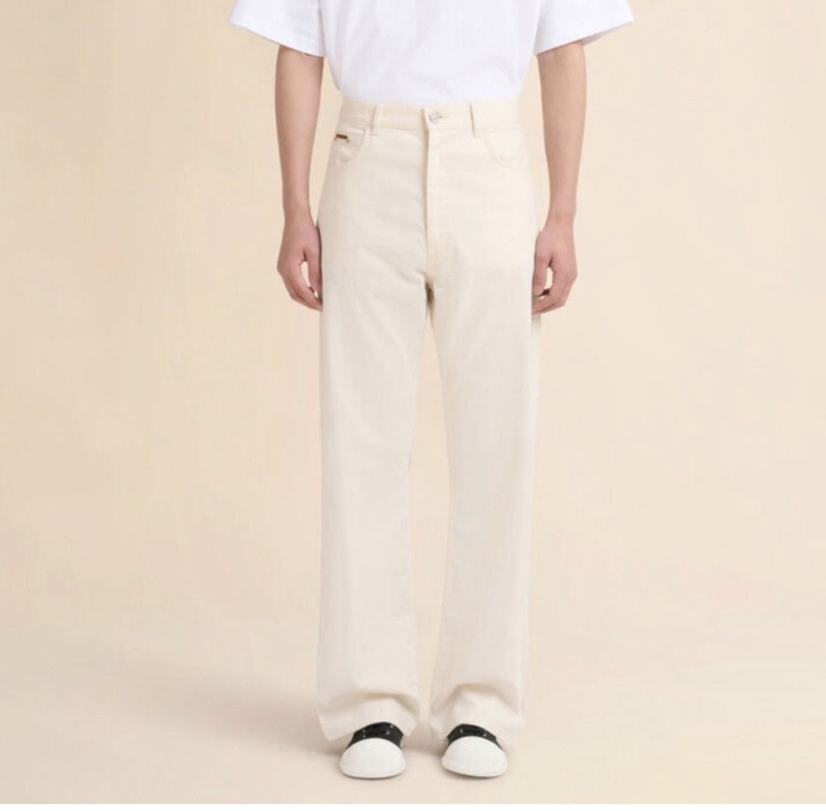 Marni Marni Cream denim wide-leg jeans with Trunkaroo plaque Size US 38 / EU 54 - 1 Thumbnail