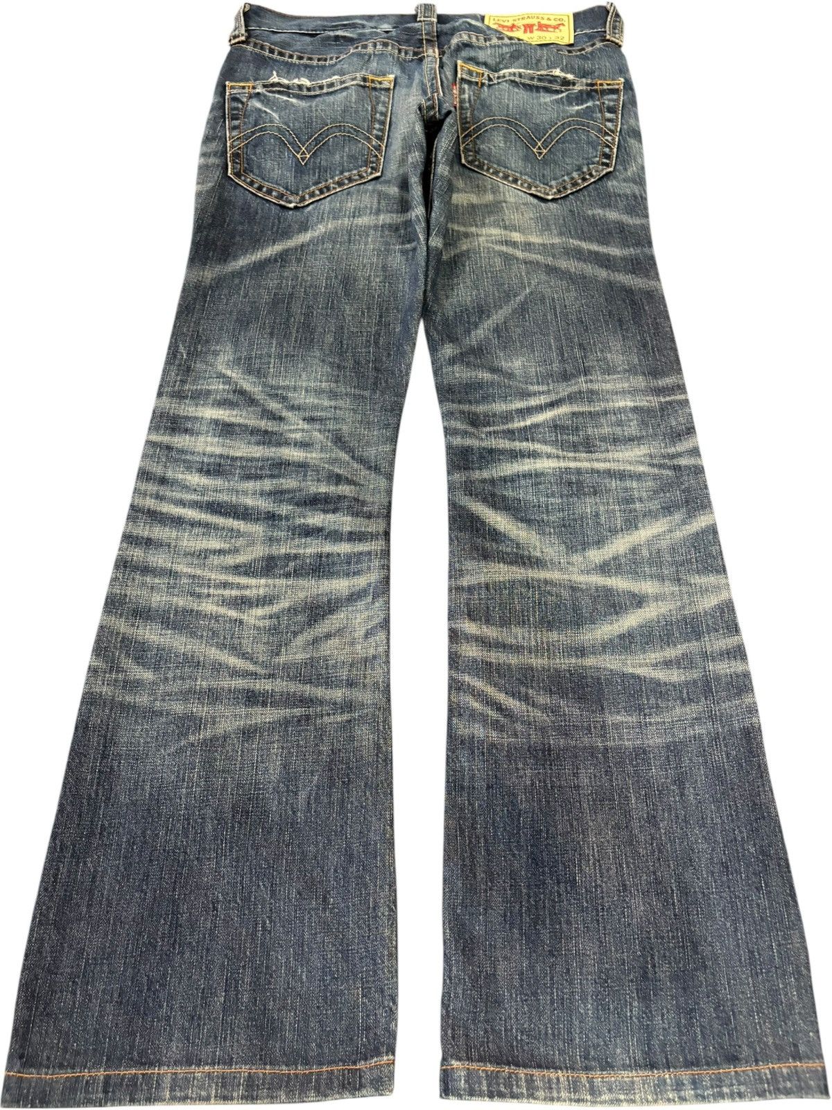 Levi's Vintage 90s Levis 507 Bootcut Distress Blue Jeans Size US 31 - 2 Thumbnail