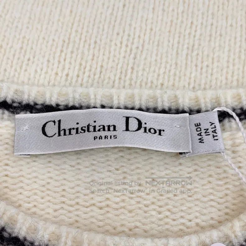 Dior Dior Beige striped letter inlaid wool round-neck short-sle Size XS / US 0-2 / IT 36-38 - 6 Thumbnail