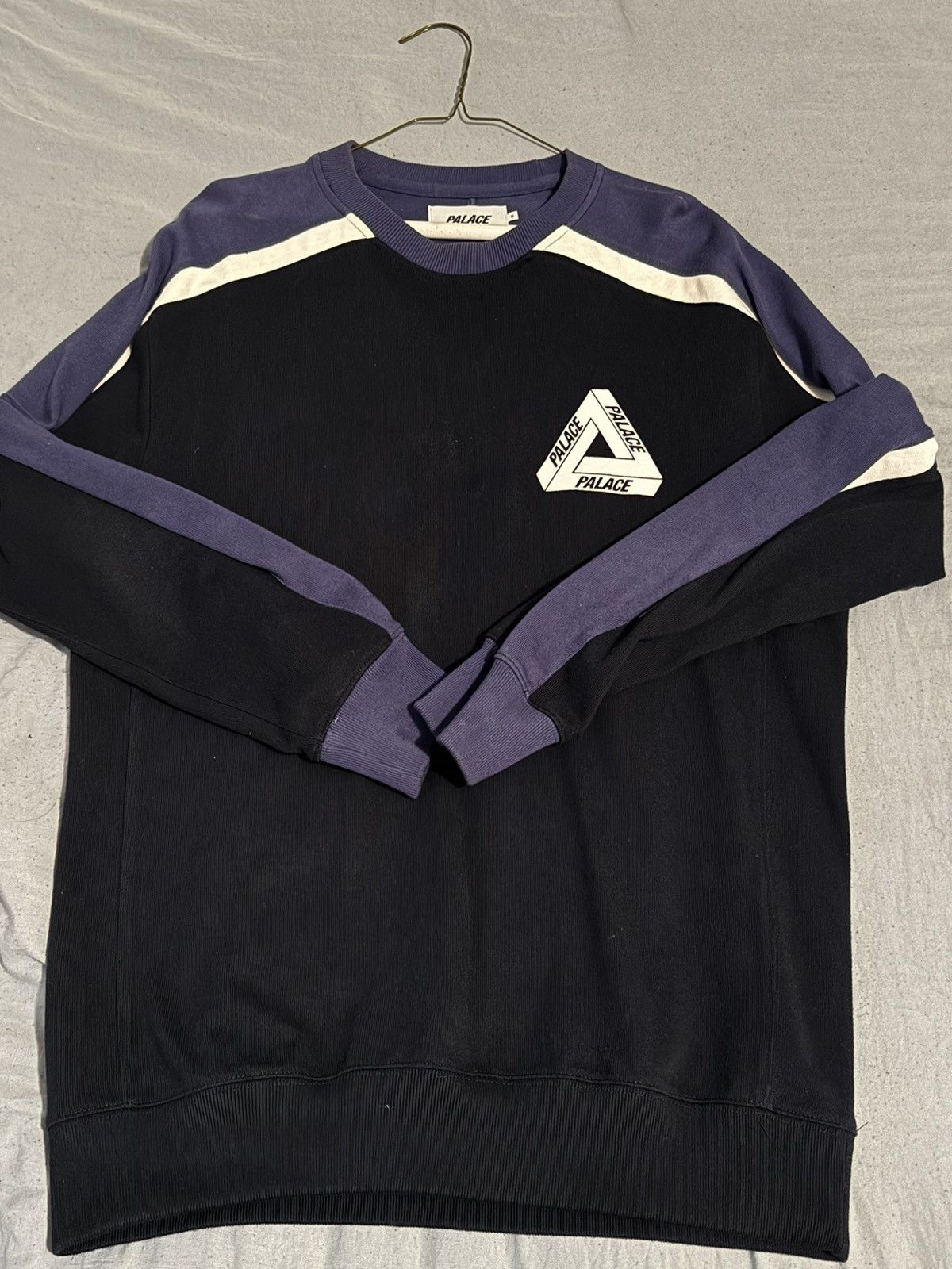 Image of Palace Inserto Crew Nav Fw19 in Navy Blue Purple, Men's (Size Small)