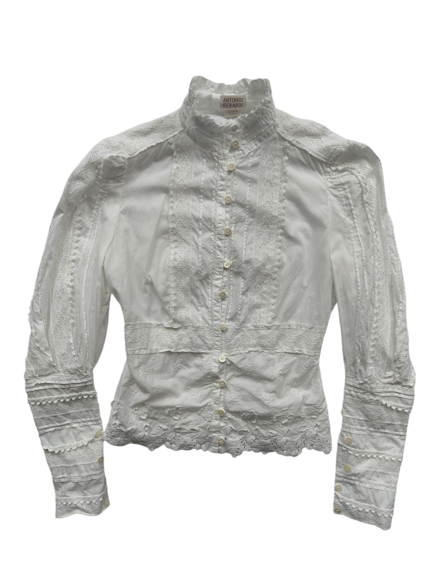Antonio Berardi Antonio Berardi White Cotton Lace Blouse Size XS / US 0-2 / IT 36-38 - 1 Thumbnail