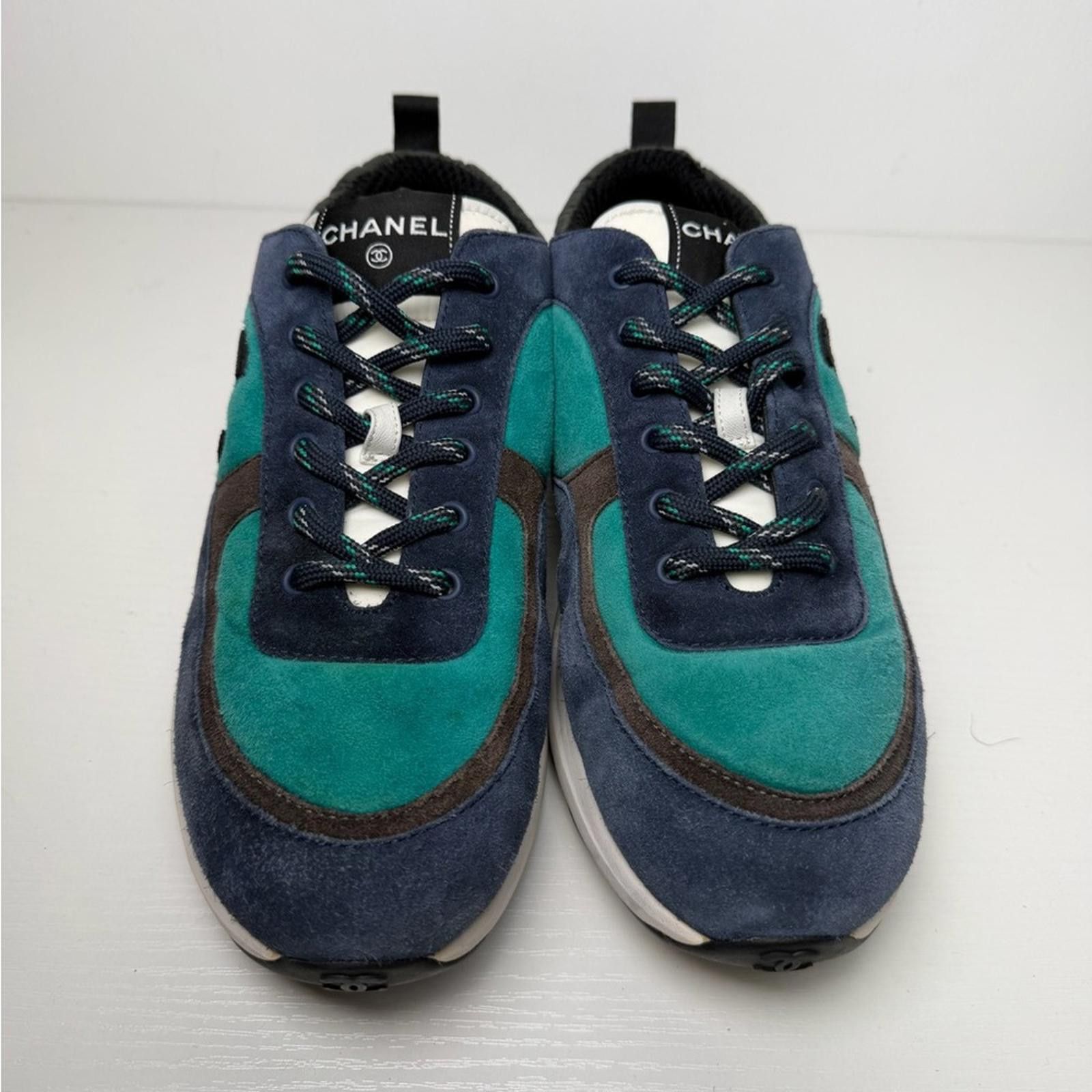 Chanel Chanel Men's Sneaker Suede CC Logo Navy Blue Green SZ 43 Size US 10 / EU 43 - 2 Thumbnail