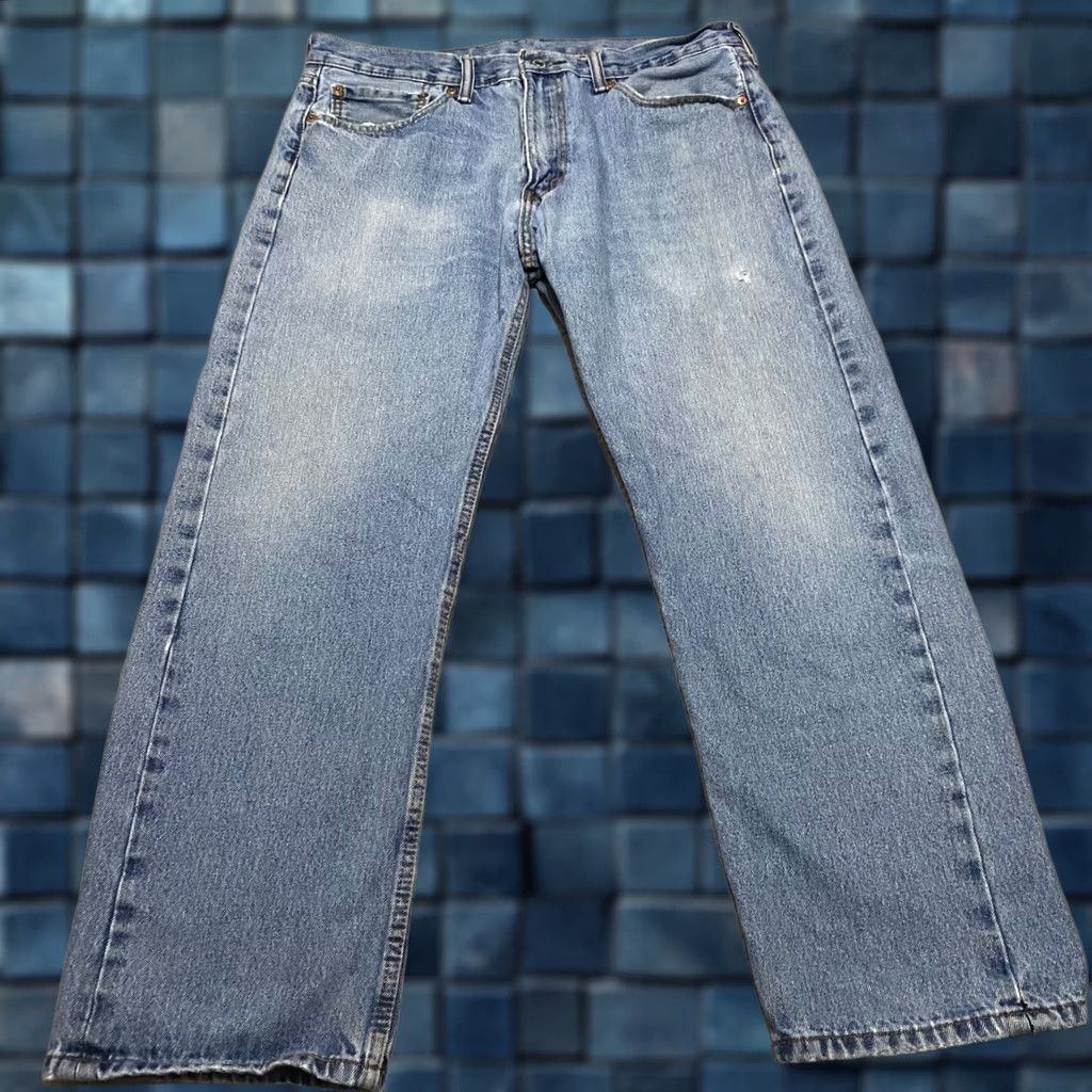 Levi's Levi's 505 Jeans Mens 36x29 Blue Denim Straight Medium Wash Regular Distressed 5-Pocket Design Cotton Denim Size US 36 / EU 52 - 1 Thumbnail