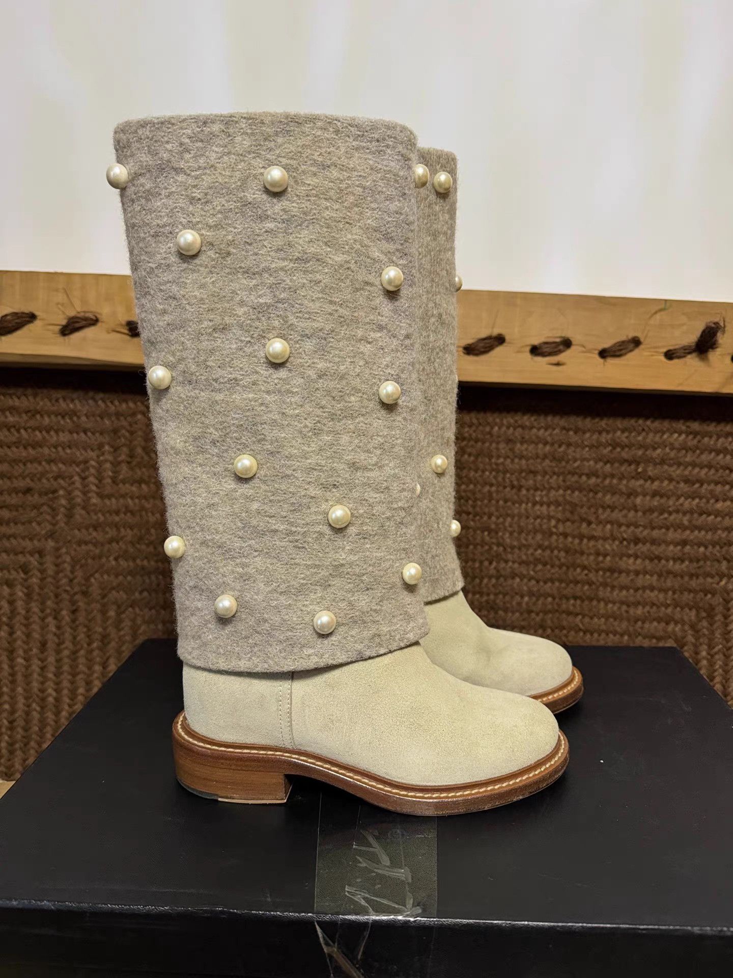 Chanel Chanel Pearl Tweed Knee-High Boots K6 Size US 6 / IT 36 - 2 Thumbnail