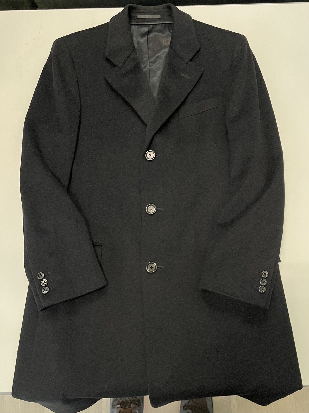 image of Saint Laurent Paris YSL Wool Cozy Classic Heavy Coat Black, Men's (Size Medium)