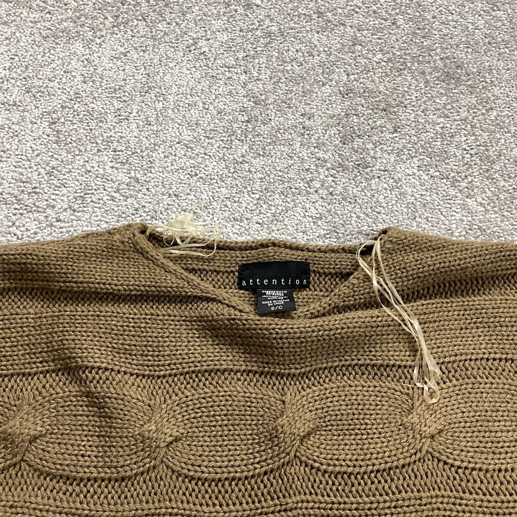 Vintage ATTENTION Dress Women Small Brown Midi Knit Short Sleeve Pullover Shift Casual Workwear Size S / US 4 / IT 40 - 3 Thumbnail