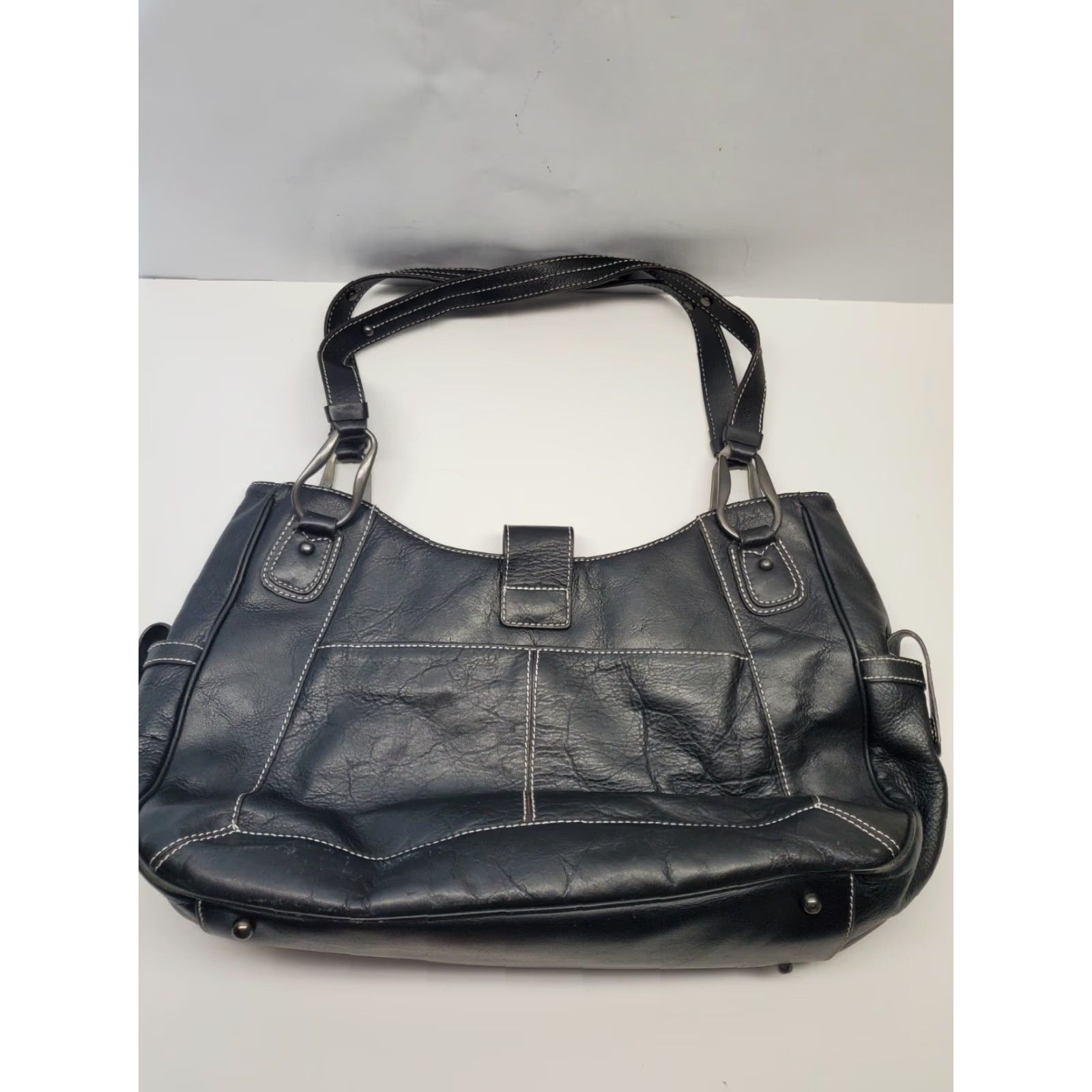 Vintage VINTAGE Franklin Covey Tote Black Leather Organizer Purse Bag Handbag Women Large 10x14 Magnetic Size ONE SIZE - 7 Thumbnail