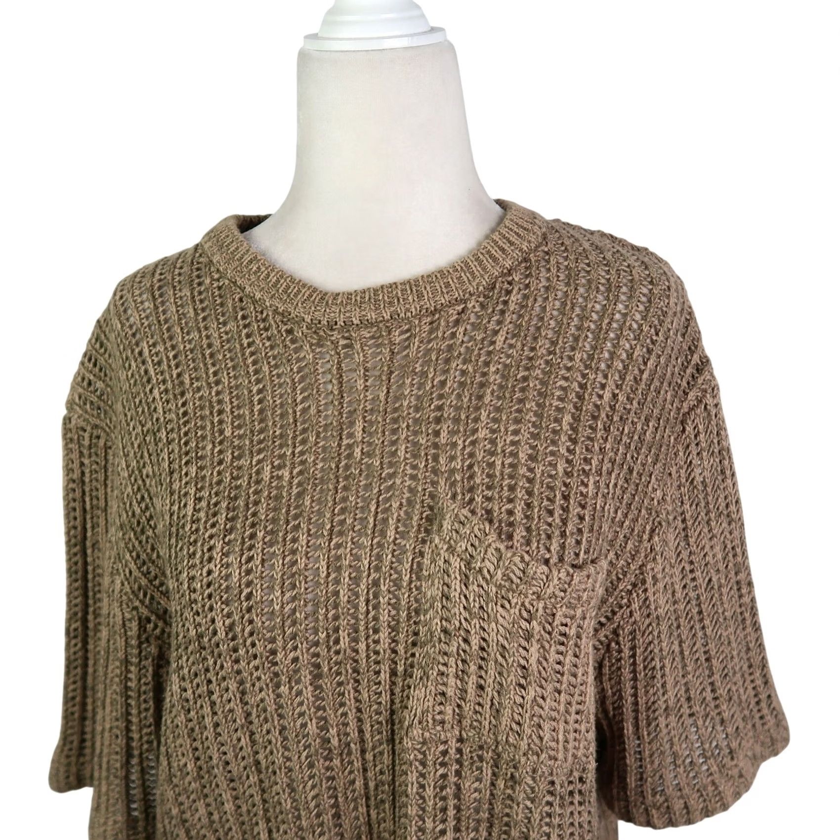 Bdg BDG Urban Outfitters Brown Crochet Knit Short Sleeve Sweater Top S Size S / US 4 / IT 40 - 2 Thumbnail