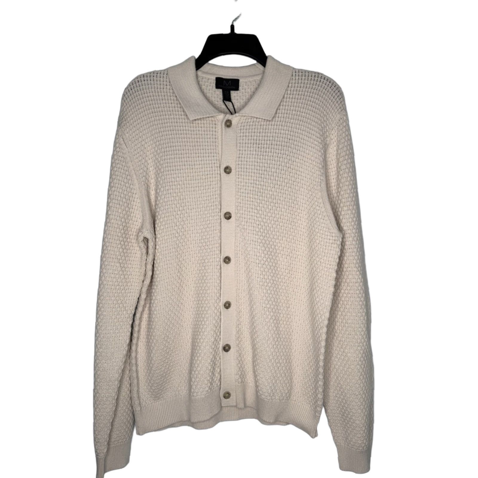 Vintage Magaschoni Sweater Mens Medium New NWT Button Front Knit Cotton Pullover Casual Beige Regular Knit Size US M / EU 48-50 / 2 - 1 Thumbnail