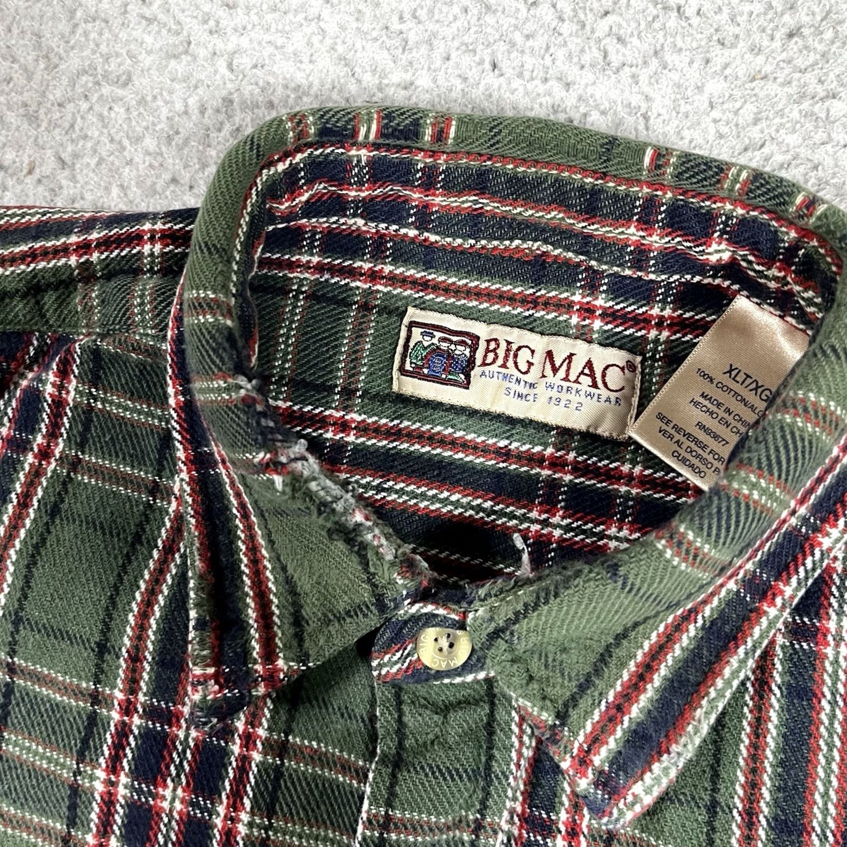 Vintage VINTAGE Big Mac Shirt Mens XL Green Plaid Button Heavy Flannel Outdoors Work Cotton VTG Size US XL / EU 56 / 4 - 6 Thumbnail
