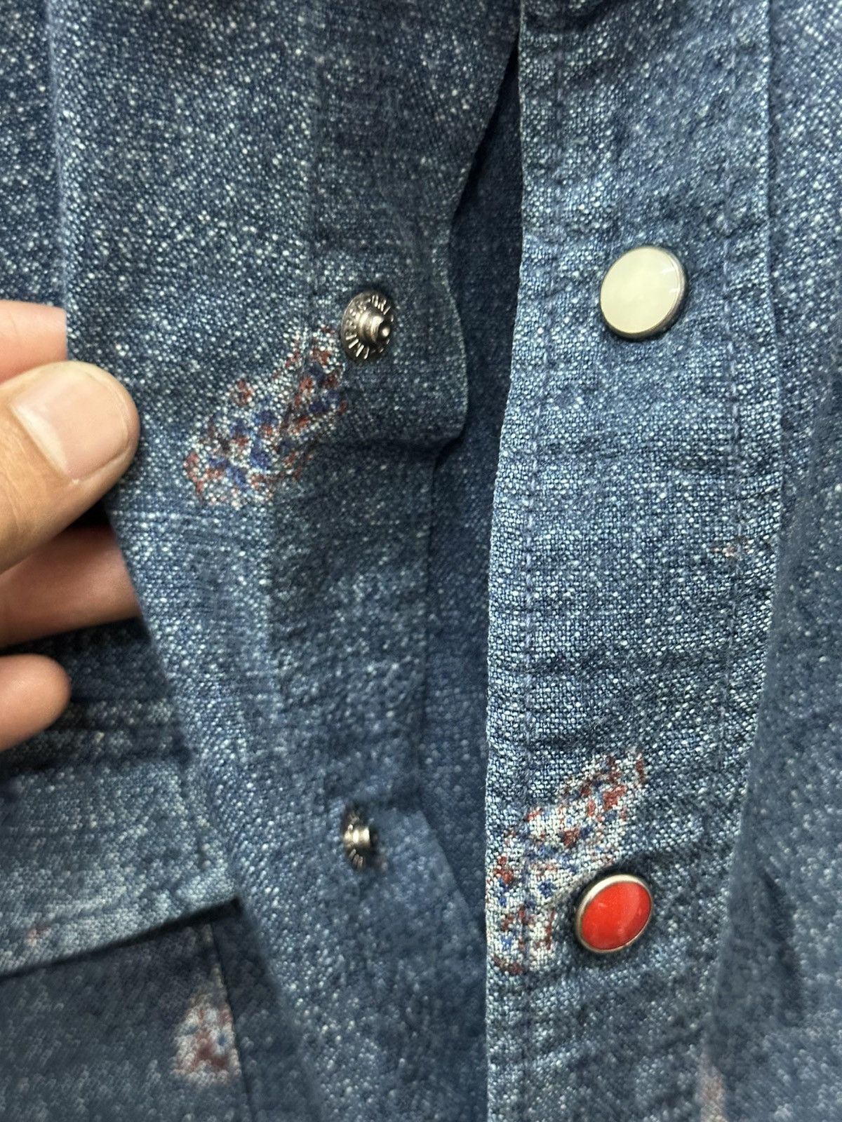 45rpm 45R/45RPM☆Indigo Dyed Paisley L/S Western Snap Button Size US M / EU 48-50 / 2 - 6 Thumbnail