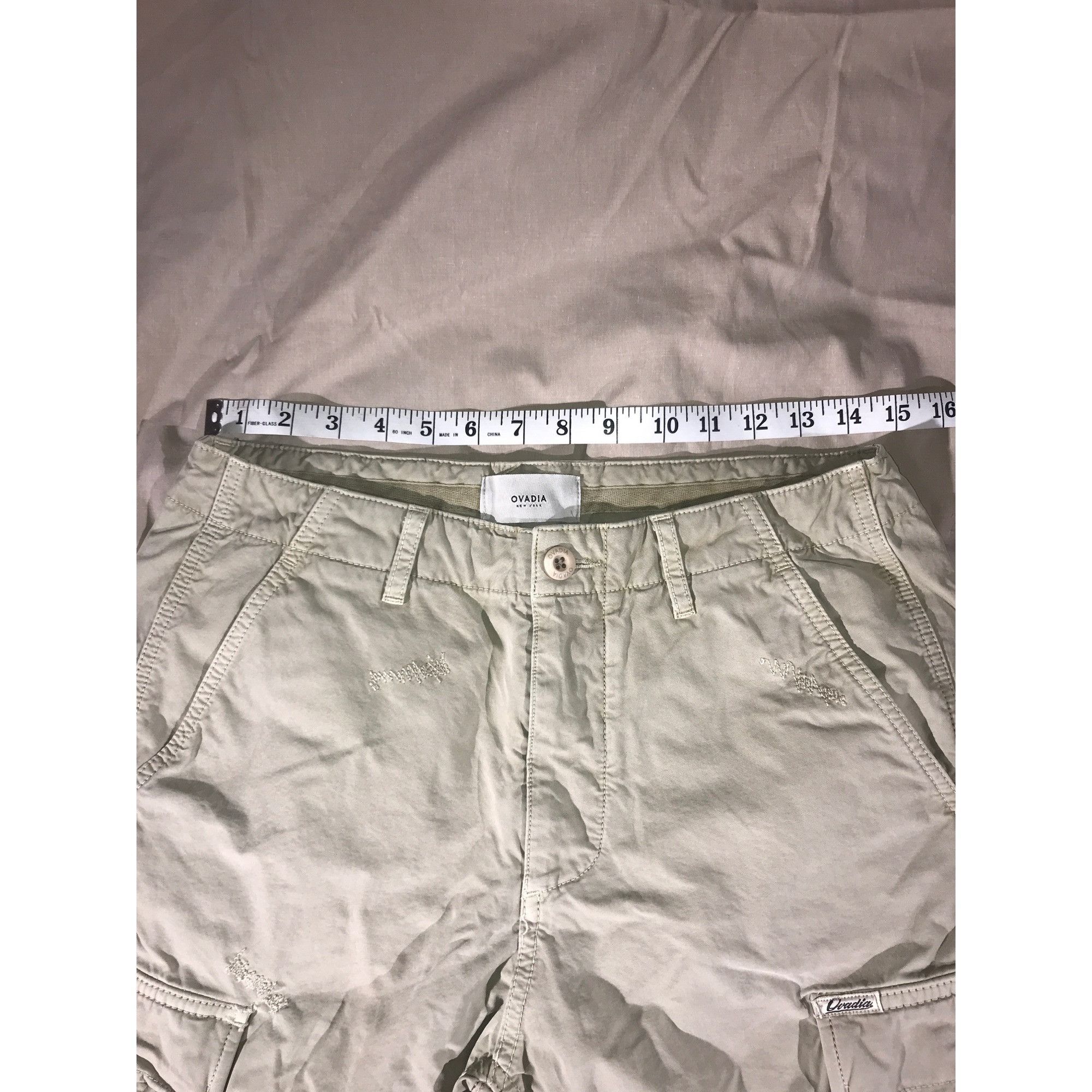 Ovadia & Sons Ovadia & Sons Beige 6 Pocket Drawstring Leg Cargo Shorts Size US 30 / EU 46 - 3 Thumbnail