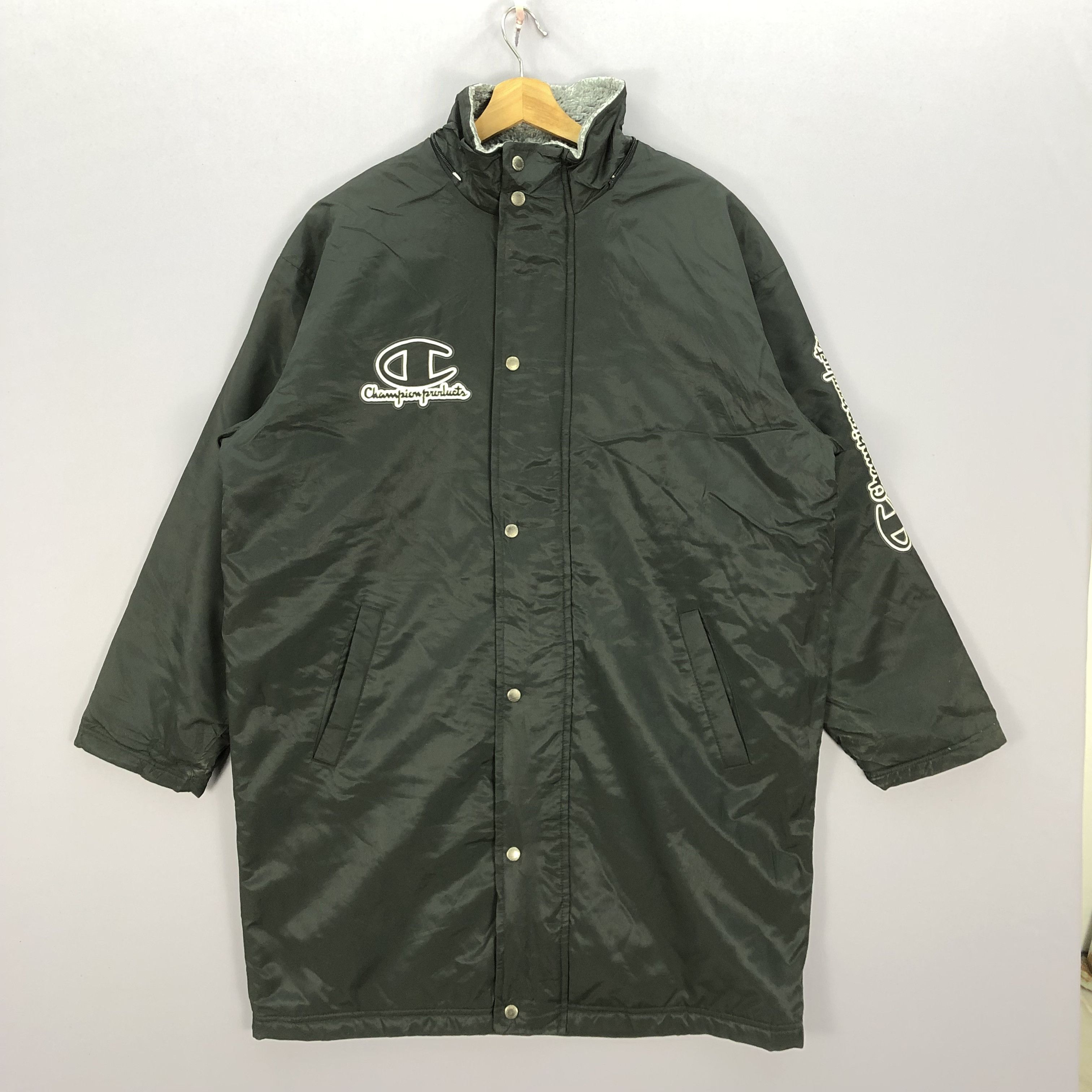 Champion × Vintage Vintage 90s Champion Long Coach Fleece Hoodie Jacket Size US M / EU 48-50 / 2 - 2 Thumbnail
