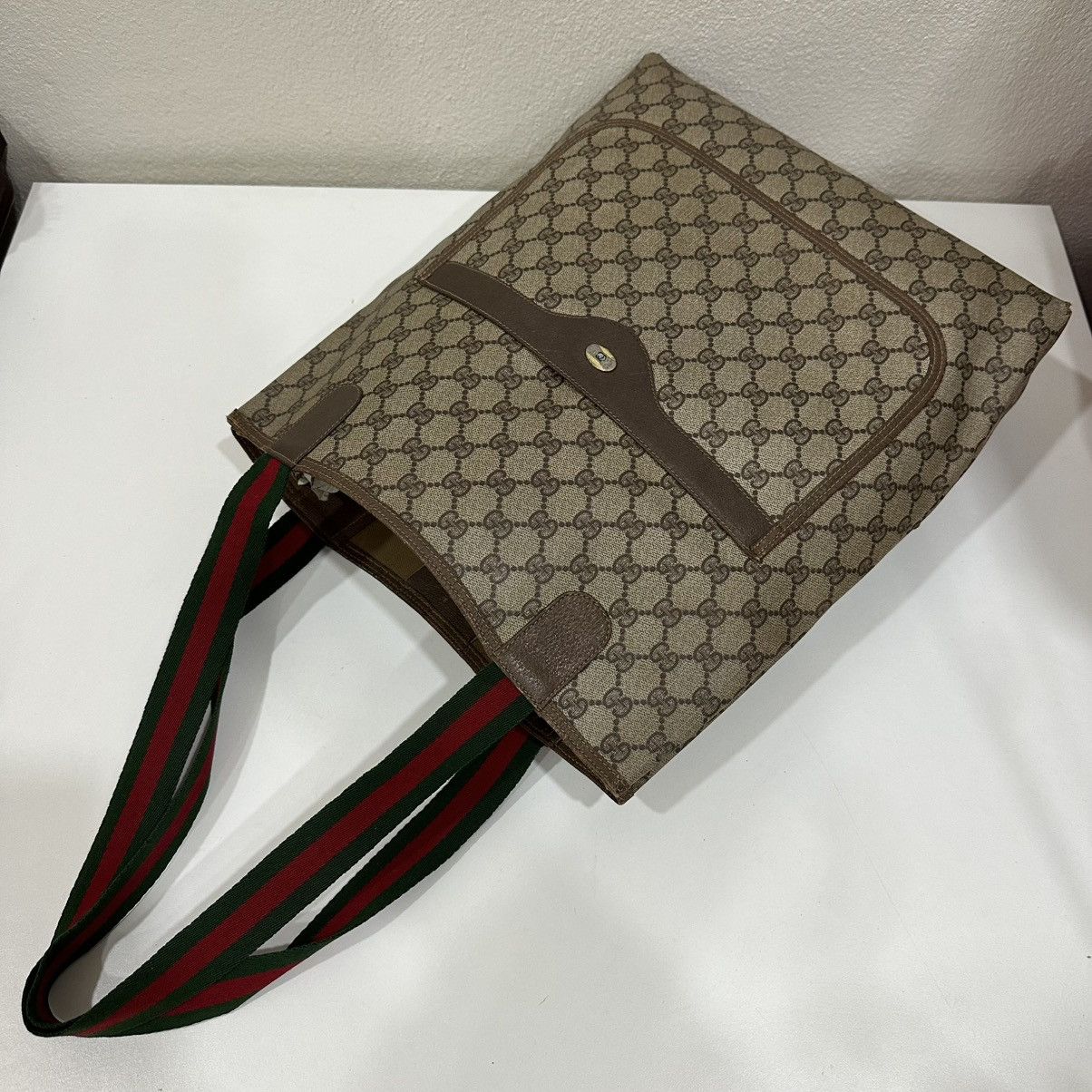Gucci GUCCI VINTAGE WEB SHEERY LINE TOTE BAG 31 Size ONE SIZE - 16 Thumbnail