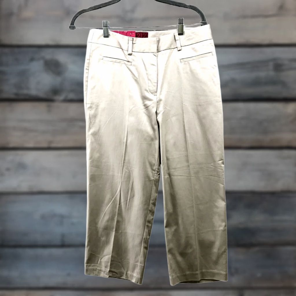 Vintage NWT Kohls 212 Collection Essential Capri Womens 4 Khaki Beige Lightweight Capri Pants Size ONE SIZE - 1 Thumbnail