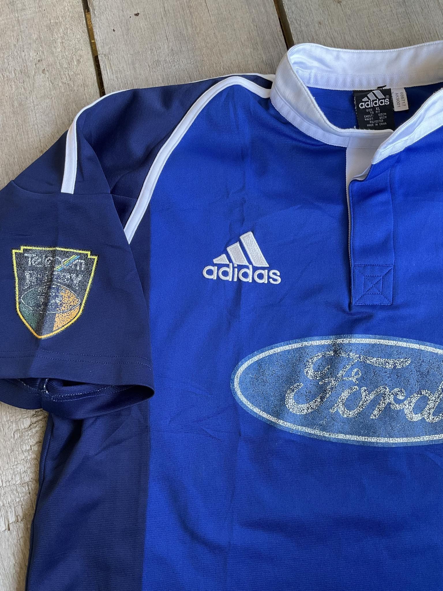 Adidas Adidas Ford jersey rugby tshirt tee blue navy sport vintage Size US XL / EU 56 / 4 - 3 Thumbnail